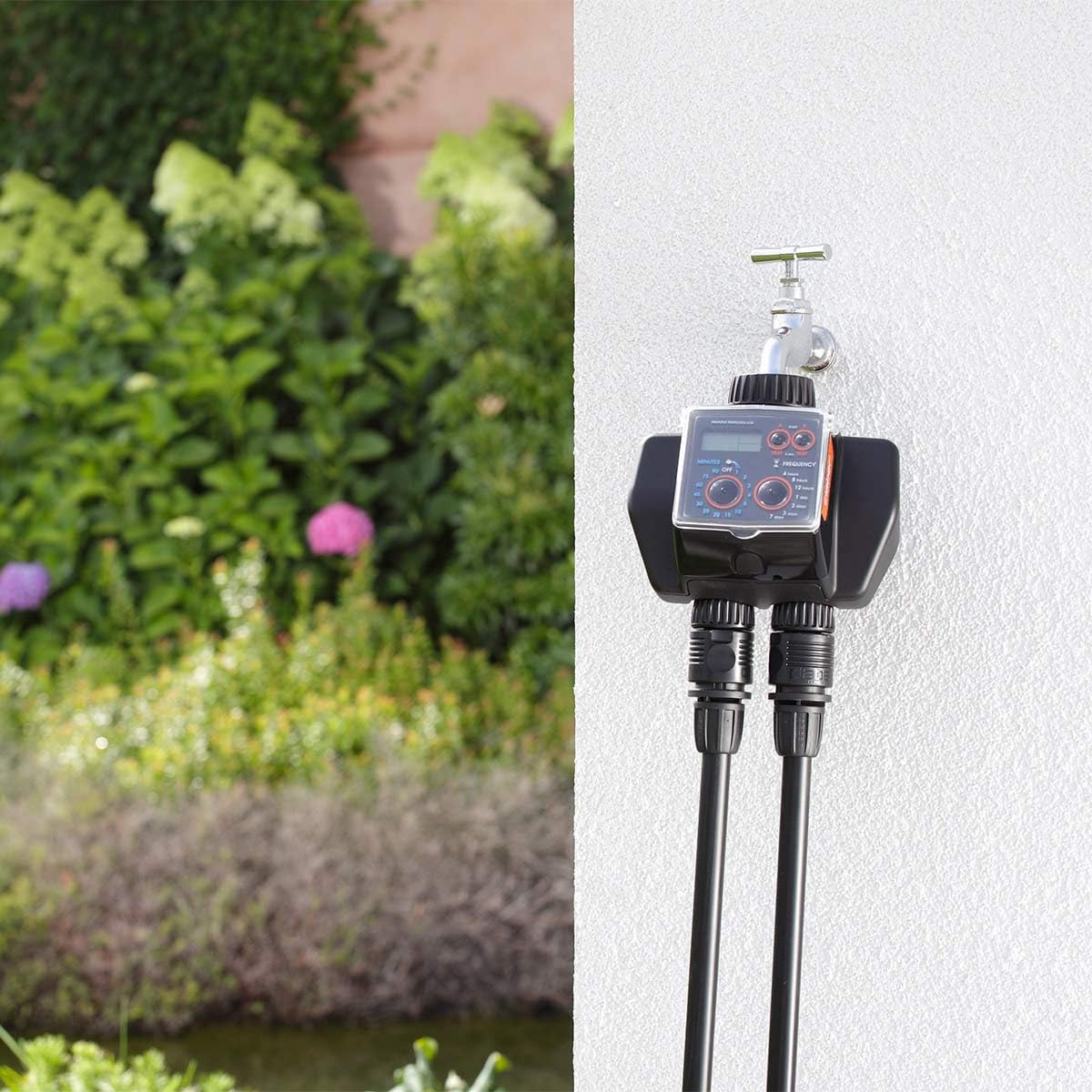 Claber 8488 Dual Select Advanced Push-Button Digital Water Timer with 2 Outlets - Automatic Garden Irrigation System for Lawns, Plants & Sprinklers