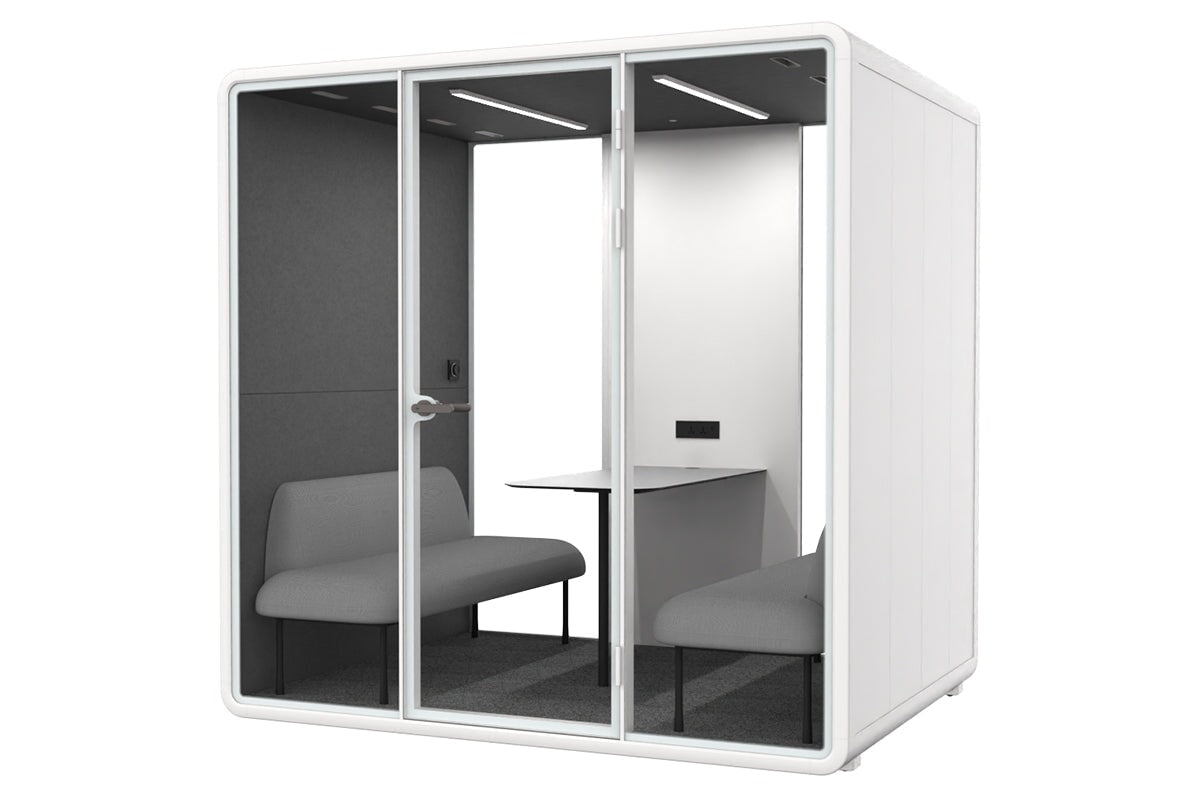 Nest 4 Person Meeting Booth with Echo Panel - Soundproof Office Pod for Team Collaboration & Private Calls
