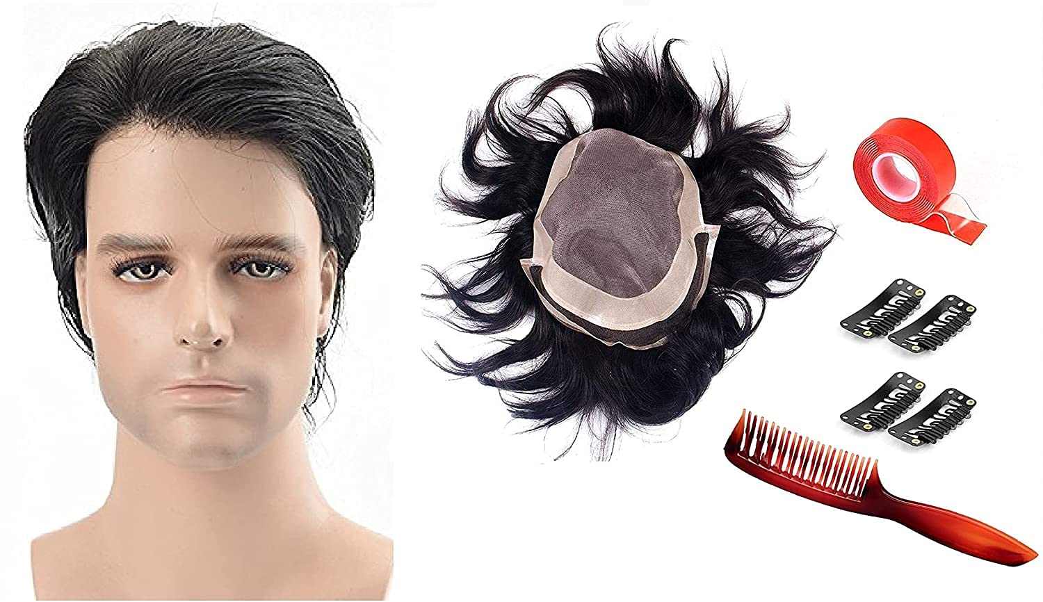 Premium Full Head Human Hair Toupee for Men - 10