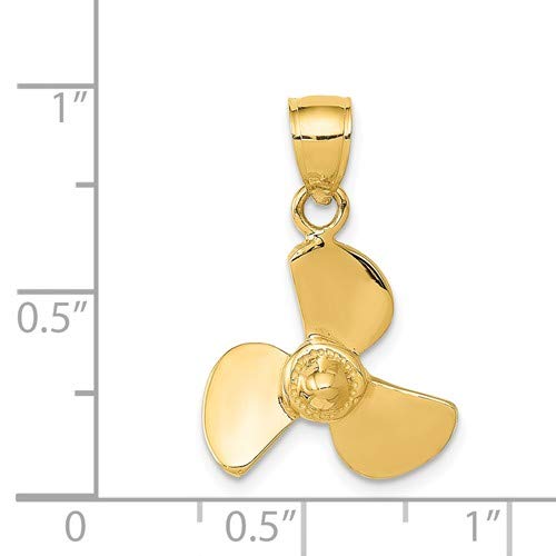 Roy Rose Jewelry 14K Yellow Gold Propeller Pendant Necklace for Men & Women - Perfect for Aviation Enthusiasts, Pilots, and Unique Gift Giving