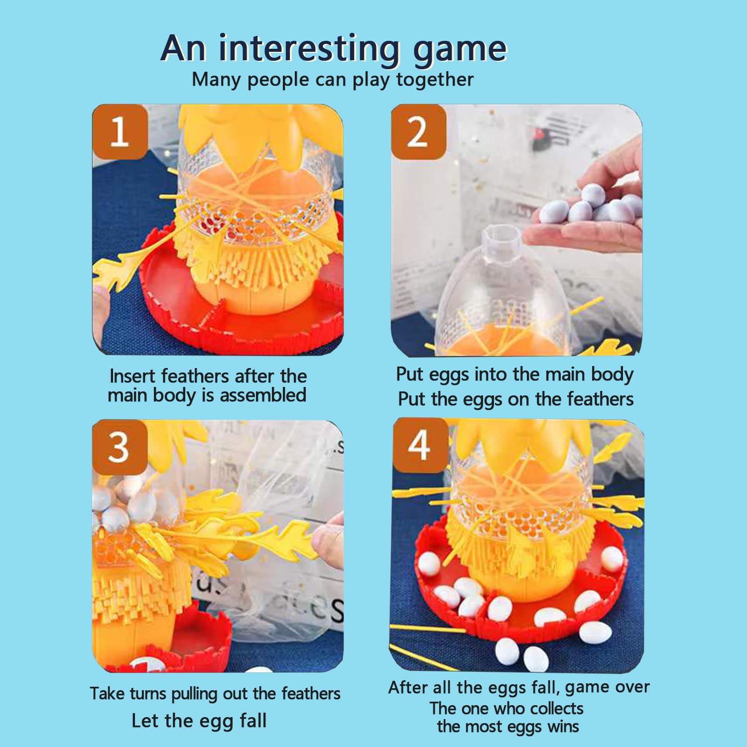 NW Hen Laying Eggs Plucking Game - Educational Chicken Egg Laying Toy for Kids, Fun Interactive Learning Game for Boys & Girls - Perfect for Preschool Playtime & Farm Animal Themed Birthday Parties