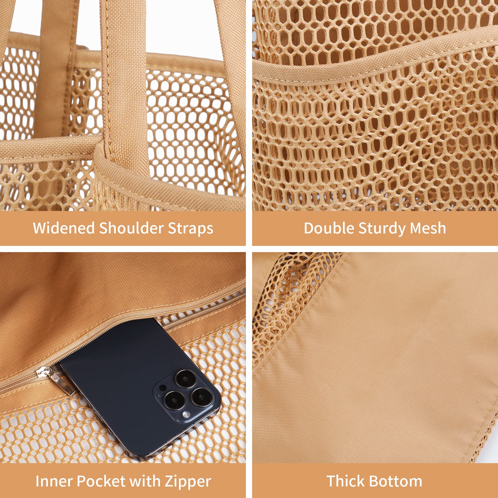 VADOO Large Mesh Beach Tote Bag for Women - Waterproof Shoulder Handbag for Swimming, Vacation, Picnic, Pool & Beach Day Essentials - Perfect for Summer Travel, Gym & Outdoor Activities