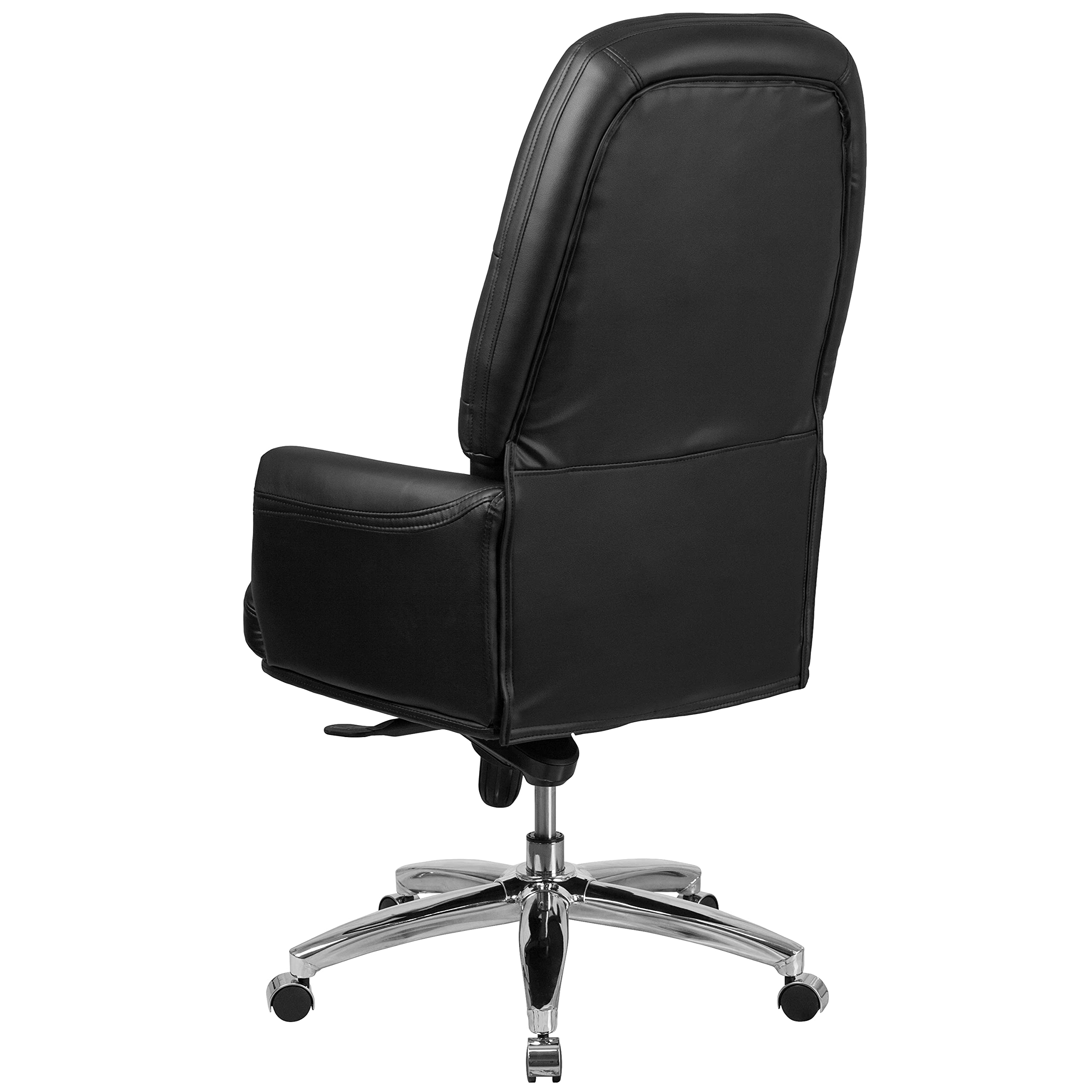 Premium High Back Ergonomic Office Chair - Black Genuine Leather with Lumbar Support & Adjustable Features for Home & Executive Workspaces - Ideal for Long Hours of Comfortable Sitting & Productivity