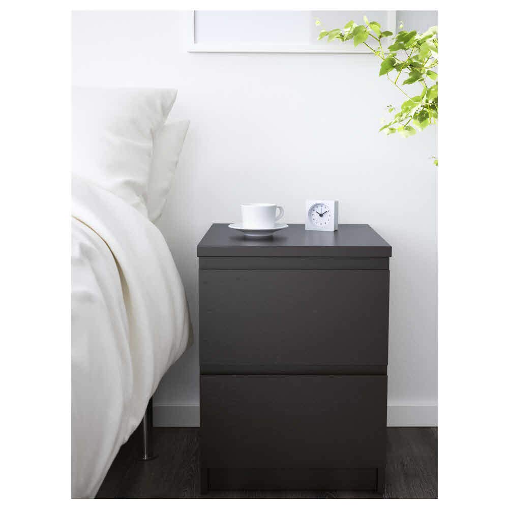IKEA MALM 2-Drawer Chest in Black-Brown - Modern Bedroom Dresser for Storage & Organization | Perfect for Small Spaces, Dorm Rooms & Apartment Living