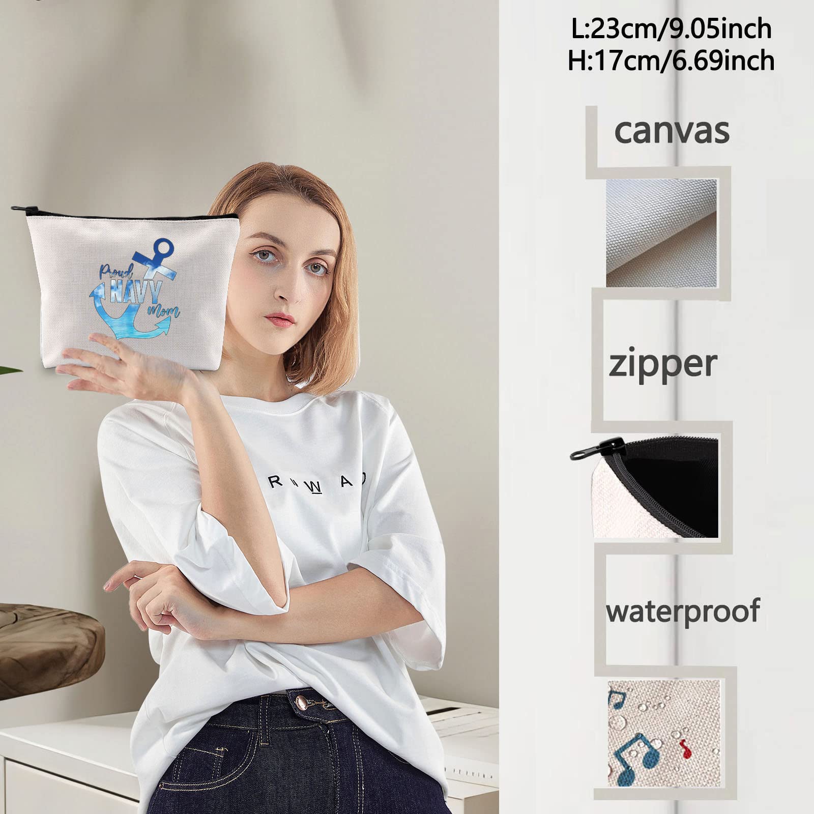 **LEVLO Military Mom Cosmetic Makeup Bag – Waterproof & Durable Zipper Pouch for Army, Navy, Air Force Moms – Perfect Deployment Gift & Travel Organizer – Ideal for Cosmetics, Toiletries & Essentials**    *(Use Cases: Great for military moms on deployment, travel, gym, or everyday use to store makeup, skincare, and personal items.)*
