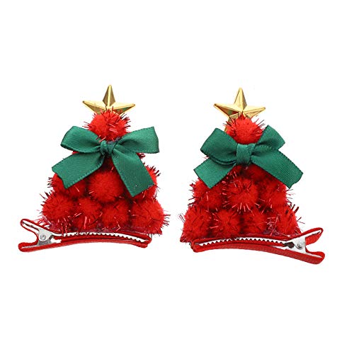Beaupretty 2 Pack Christmas Hair Clips - Xmas Tree Hairpins & Festive Bow Barrettes for Women, Girls - Cute Holiday Hair Accessories (Red) - Perfect for Christmas Parties, Gift Giving & Seasonal Styling