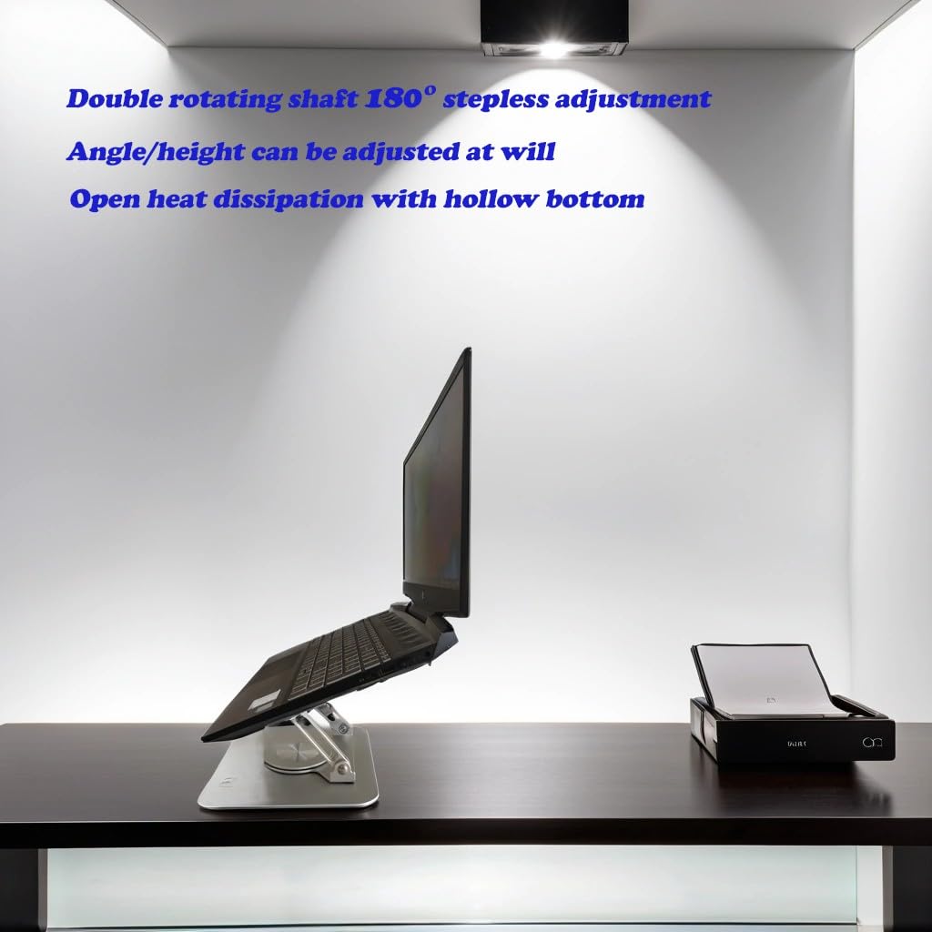 MWYUNAUY Adjustable Laptop Stand - Ergonomic Aluminum Foldable Riser for MacBook Pro/Air & 10-17.3
