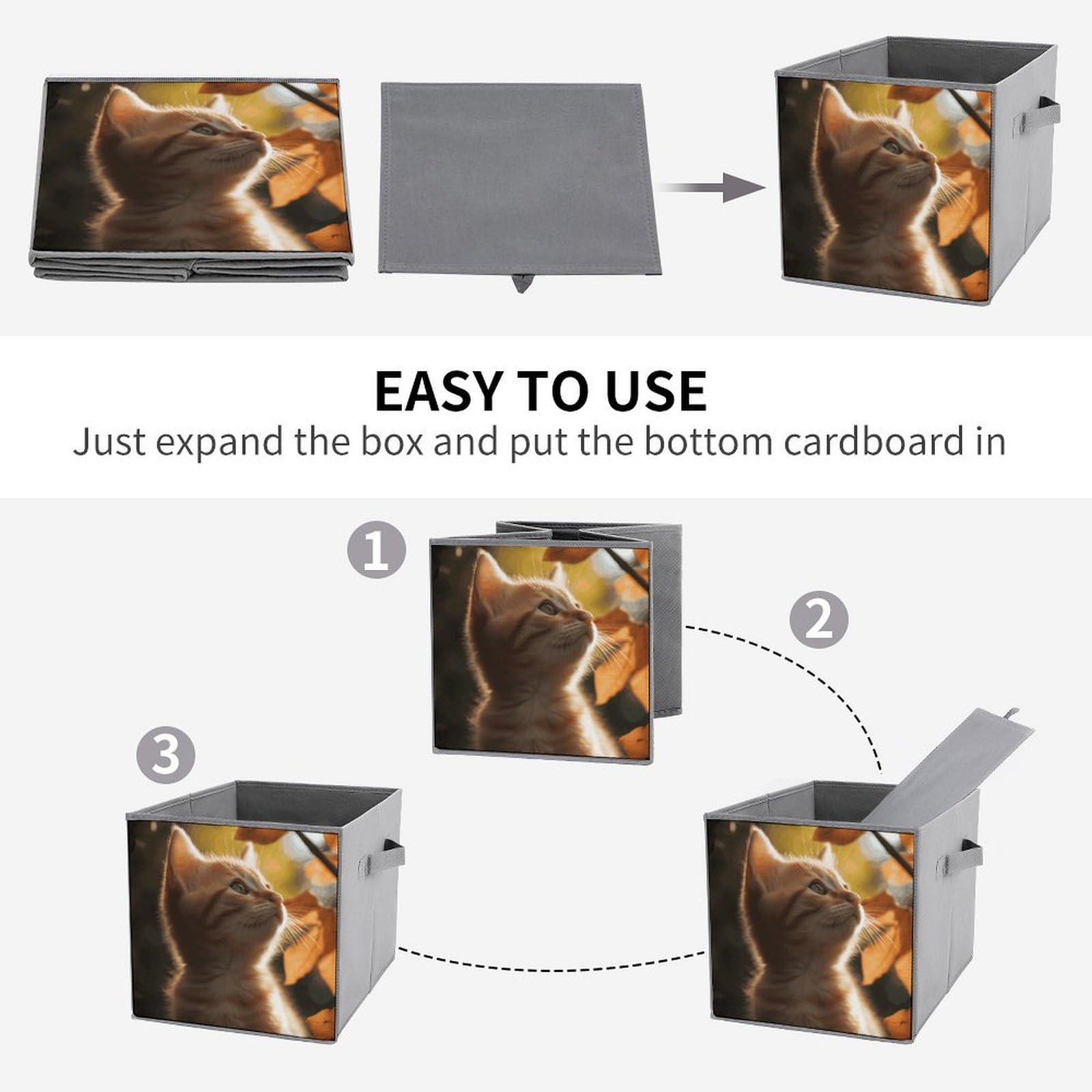 Collapsible Waterproof Storage Cube Bins with Handles - 6 Pack Organizer Baskets for Home, Closet, Office & Bedroom - Perfect for Toys, Cat Supplies & Underbed Storage