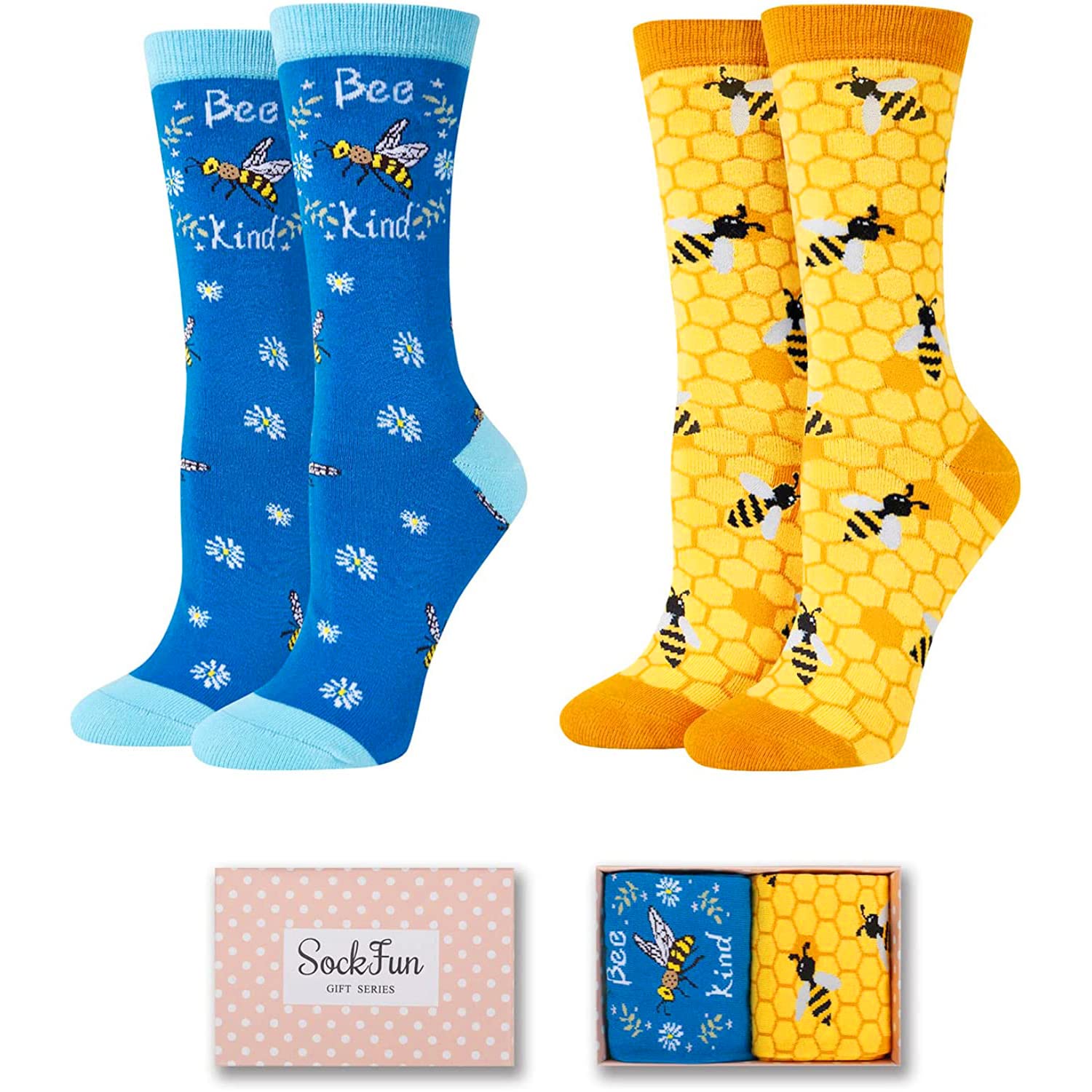 Funny Women's Pineapple & Library Card Socks - 2 Pack Cute Dentist Fruit Chicken Bee Animal Lover Novelty Socks for Gifts, Reading & Dental Theme Outfits