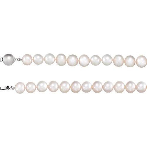 10-11mm White Freshwater Cultured Pearl Necklace in Sterling Silver - 18 Inch Elegant Jewelry for Women, Perfect for Weddings, Parties & Special Occasions