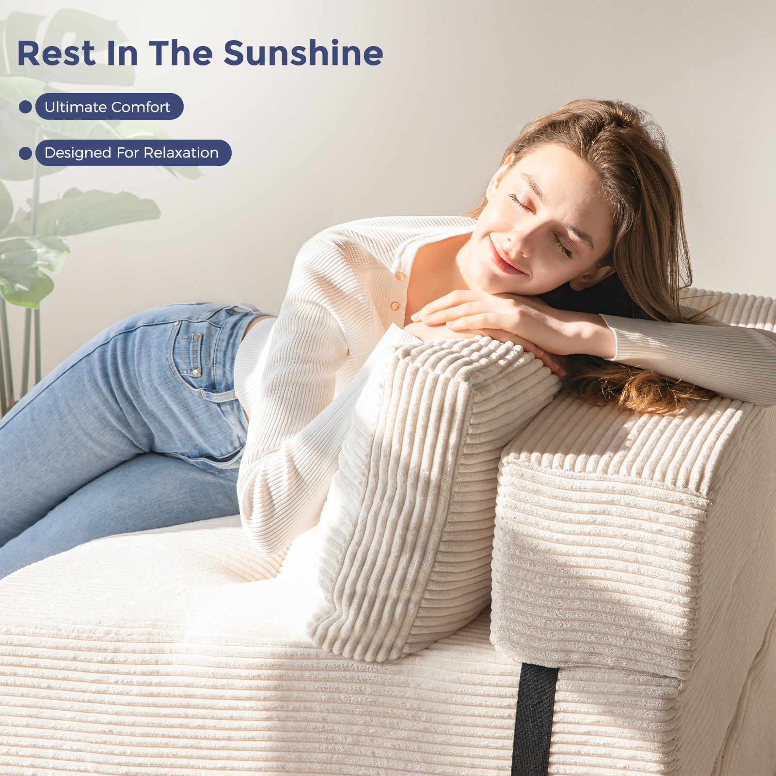 MAXYOYO Folding Sofa Bed - Convertible Sleeper Sofa with High Density Support Foam for Living Room & Bedroom (Beige) | Perfect for Small Spaces, Guest Rooms & Apartments