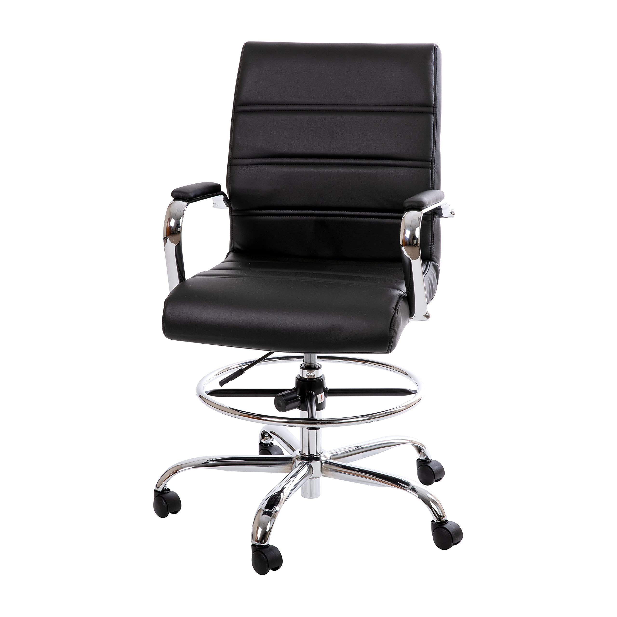 Whitney Mid-Back LeatherSoft Swivel Office Chair with Foot Ring - Adjustable for Home & Office Use