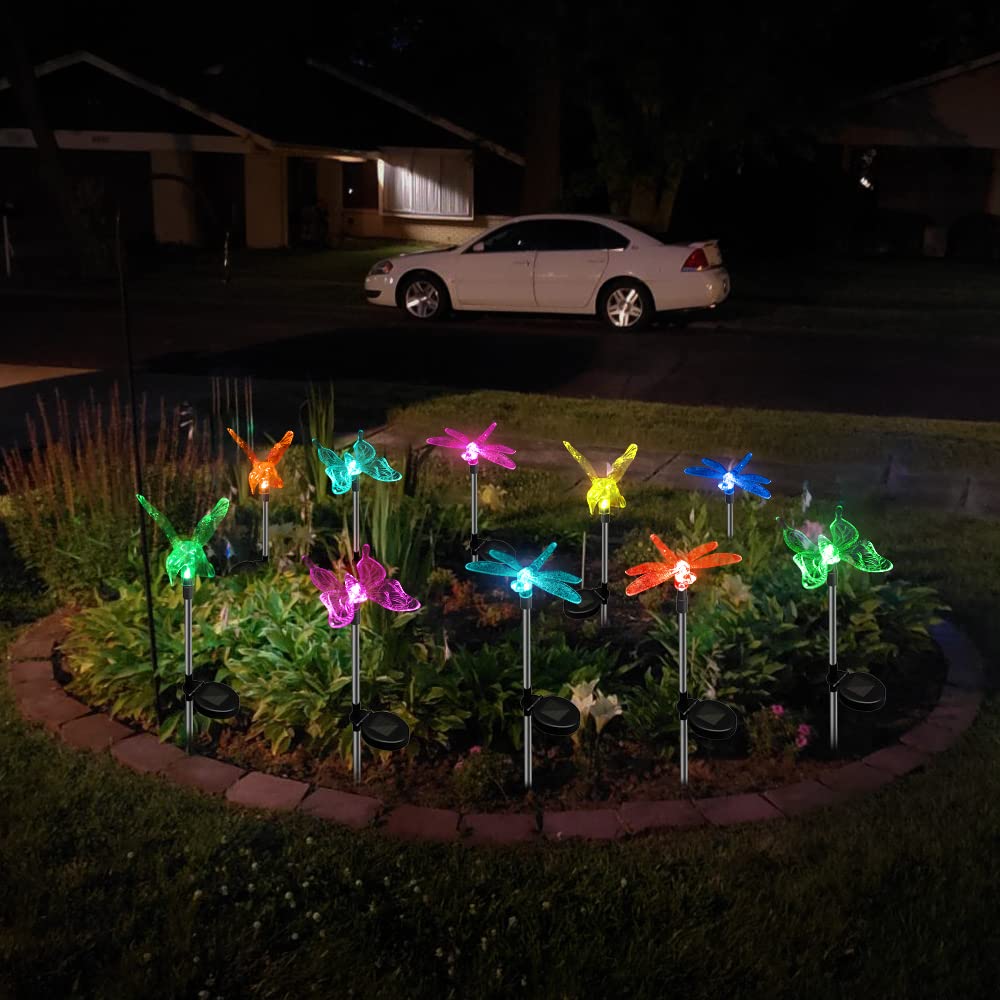 Anordsem Solar Powered Outdoor Garden Stake Lights - Waterproof LED Dragonfly Hummingbird Butterfly Solar Lights for Yard, Patio, Pathway Decor | Perfect for Landscape Lighting, Backyard Ambience, and Evening Garden Illumination