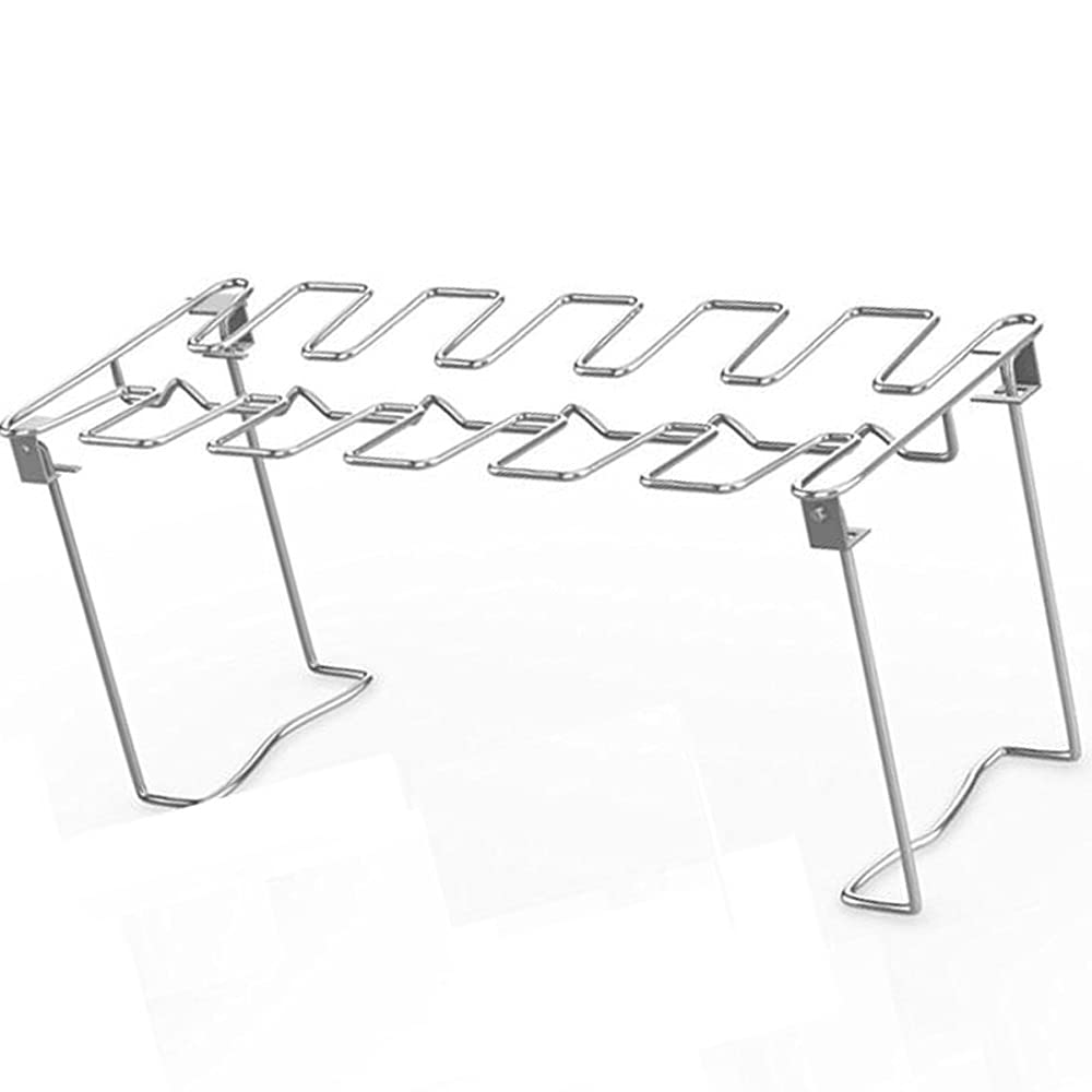 Premium Stainless Steel BBQ Grill Rack - 14 Slot Drumstick Holder for Chicken Wings, Beef, and Pork | Smoker & Oven Roaster Stand with Drip Pan | Perfect for Backyard Grilling, Camping, and Outdoor Cooking (Grill Stand Size)
