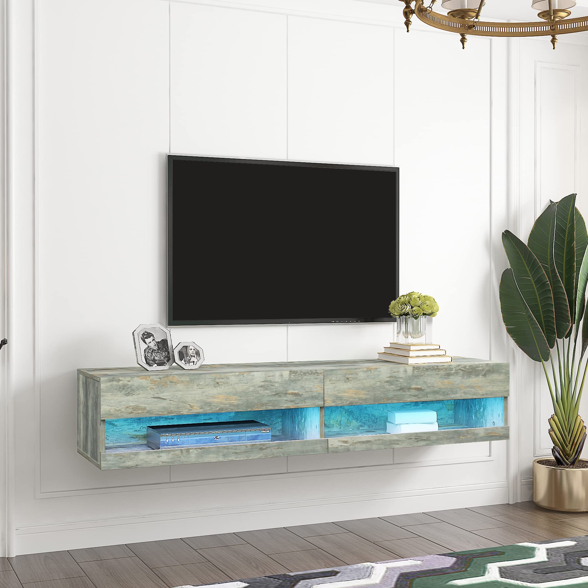 Modern LED Floating TV Stand for 80