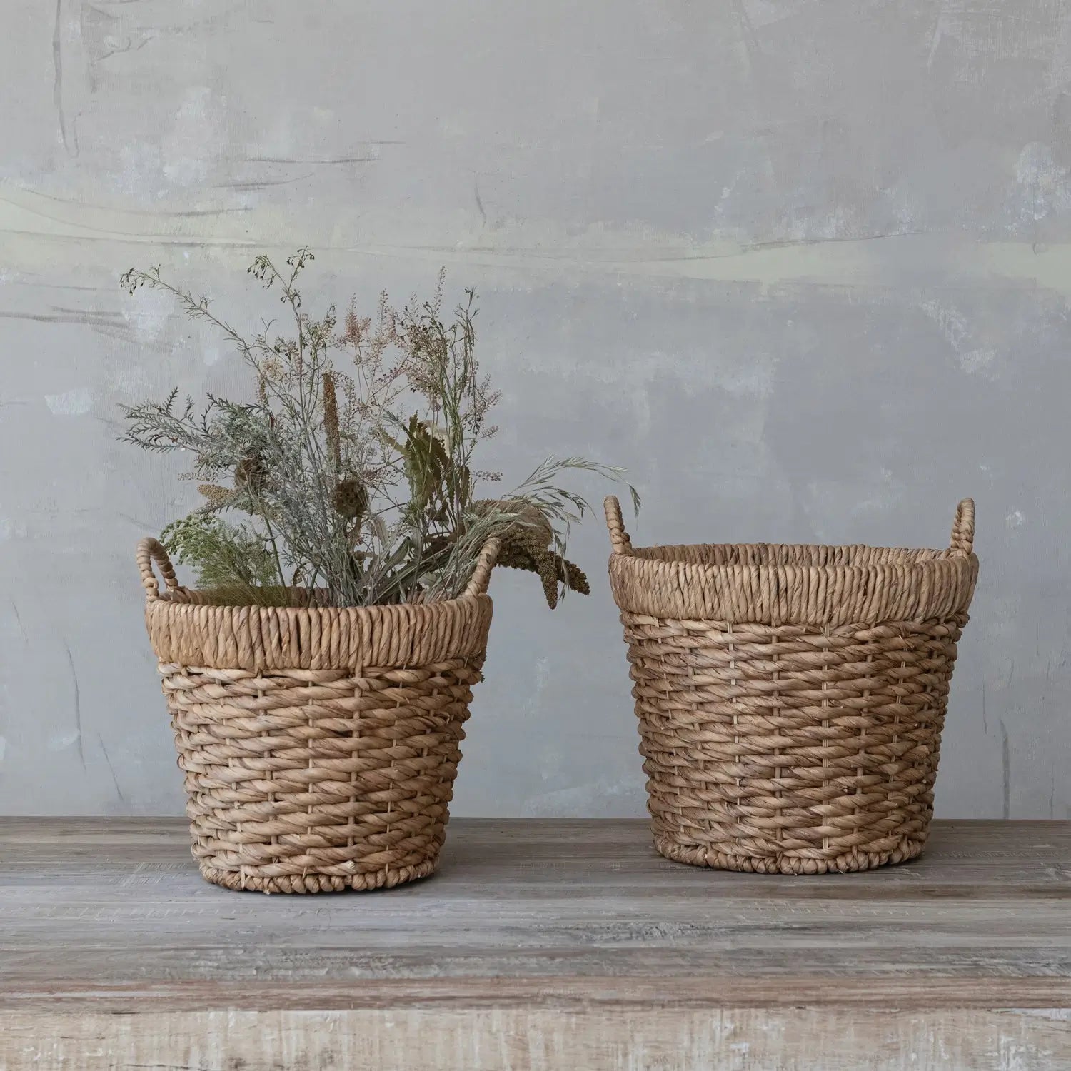 Hand Woven Water Hyacinth Basket Set - Natural Eco-Friendly Storage Baskets for Home Organization, Laundry, or Picnic - Perfect for Living Room, Bedroom, and Bathroom Decor