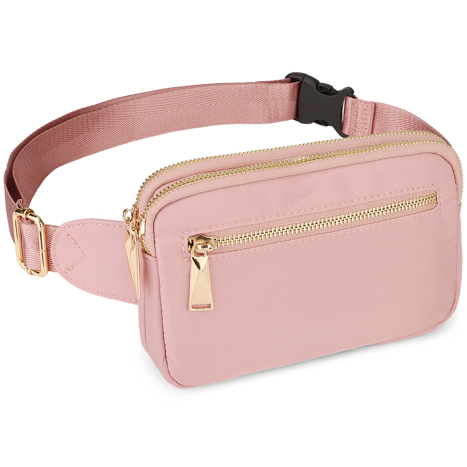 Uromee Women's Nylon Fanny Pack - Adjustable Crossbody Waist Bag for Travel, Hiking, Running & Everyday Use - Stylish & Lightweight Mini Belt Bag in Pink (0229) | Perfect for Outdoor Adventures, Gym, Shopping & Hands-Free Convenience