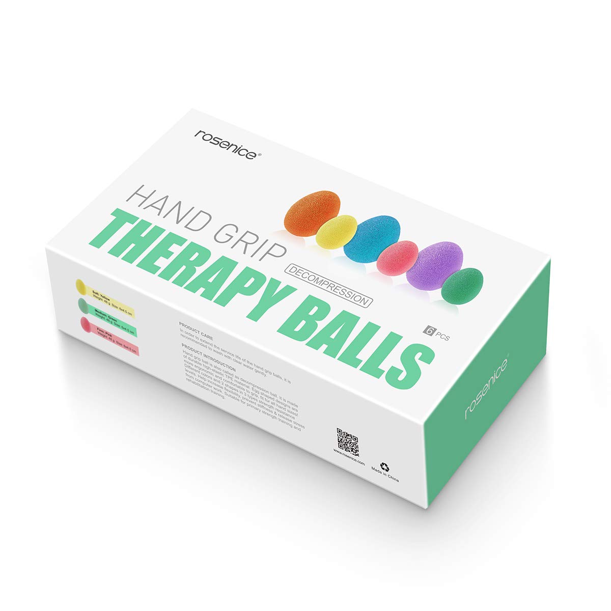 Hand Therapy Balls - 6pcs Set for Hand Strengthening & Finger Exercise - Soft, Medium, Firm Grip Balls in Small & Large Sizes - Physical Therapy & Stress Relief - Perfect for Office, Home & Rehabilitation Use