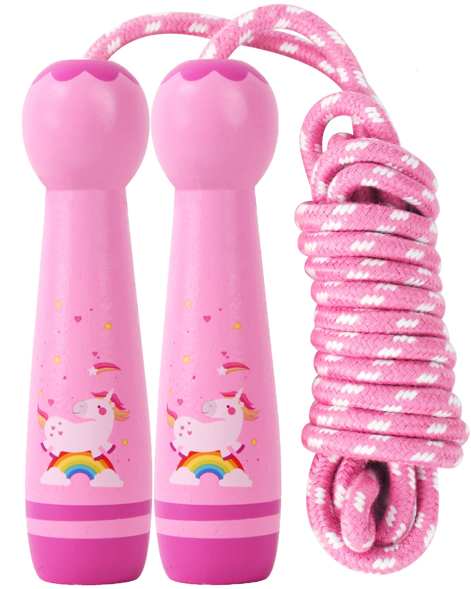 Best Adjustable Jump Rope for Kids - 8.5ft Cotton Skipping Rope with Ergonomic Wooden Handles for Boys & Girls - Perfect for Outdoor Exercise, Fitness Training & Playground Activities