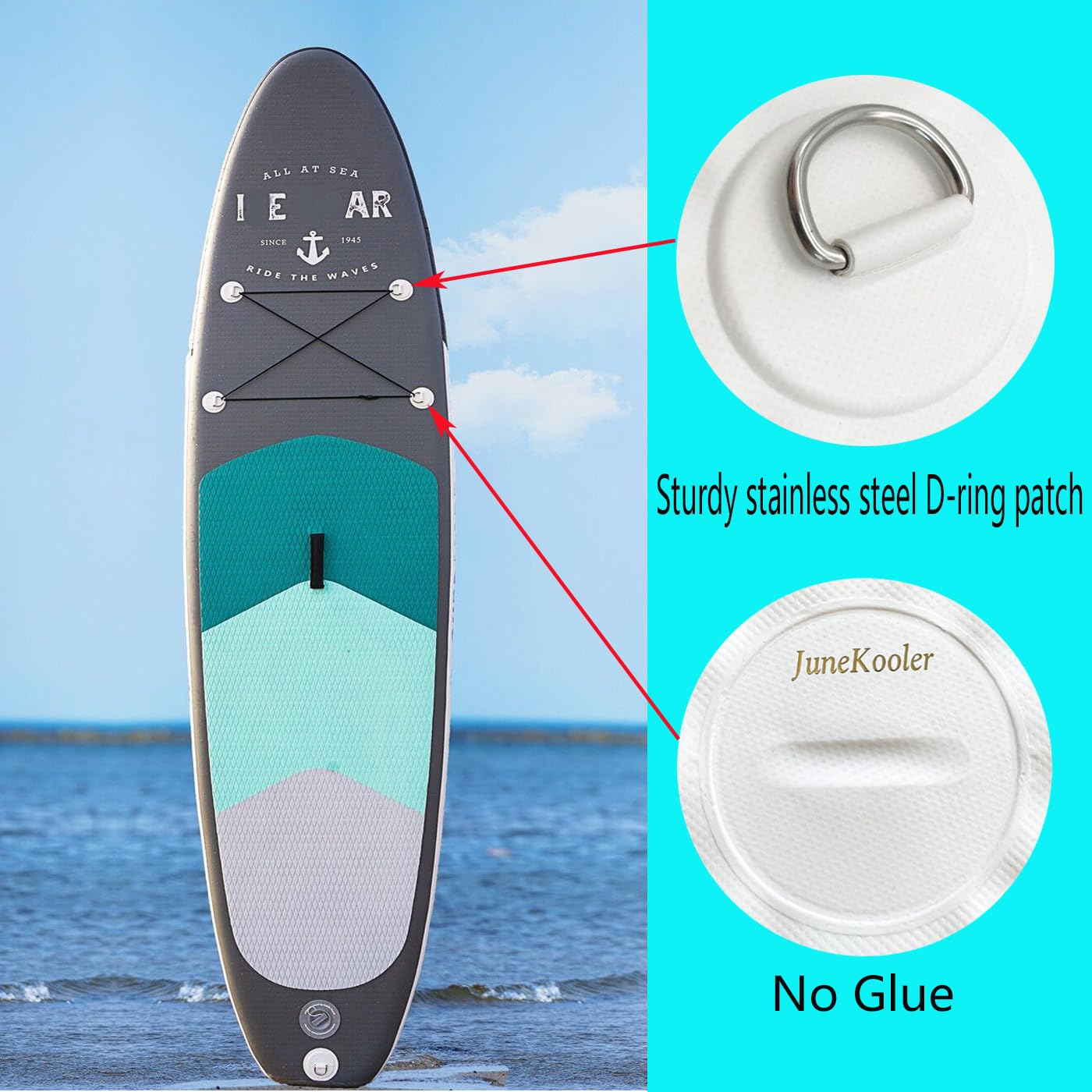 4 Pack Stainless Steel D-Ring Patches for PVC Inflatable Boats, Canoes, Kayaks, Rafts, Dinghies, Surfboards & Paddle Boards - Heavy Duty Marine Repair Accessories for Water Sports & Outdoor Adventures
