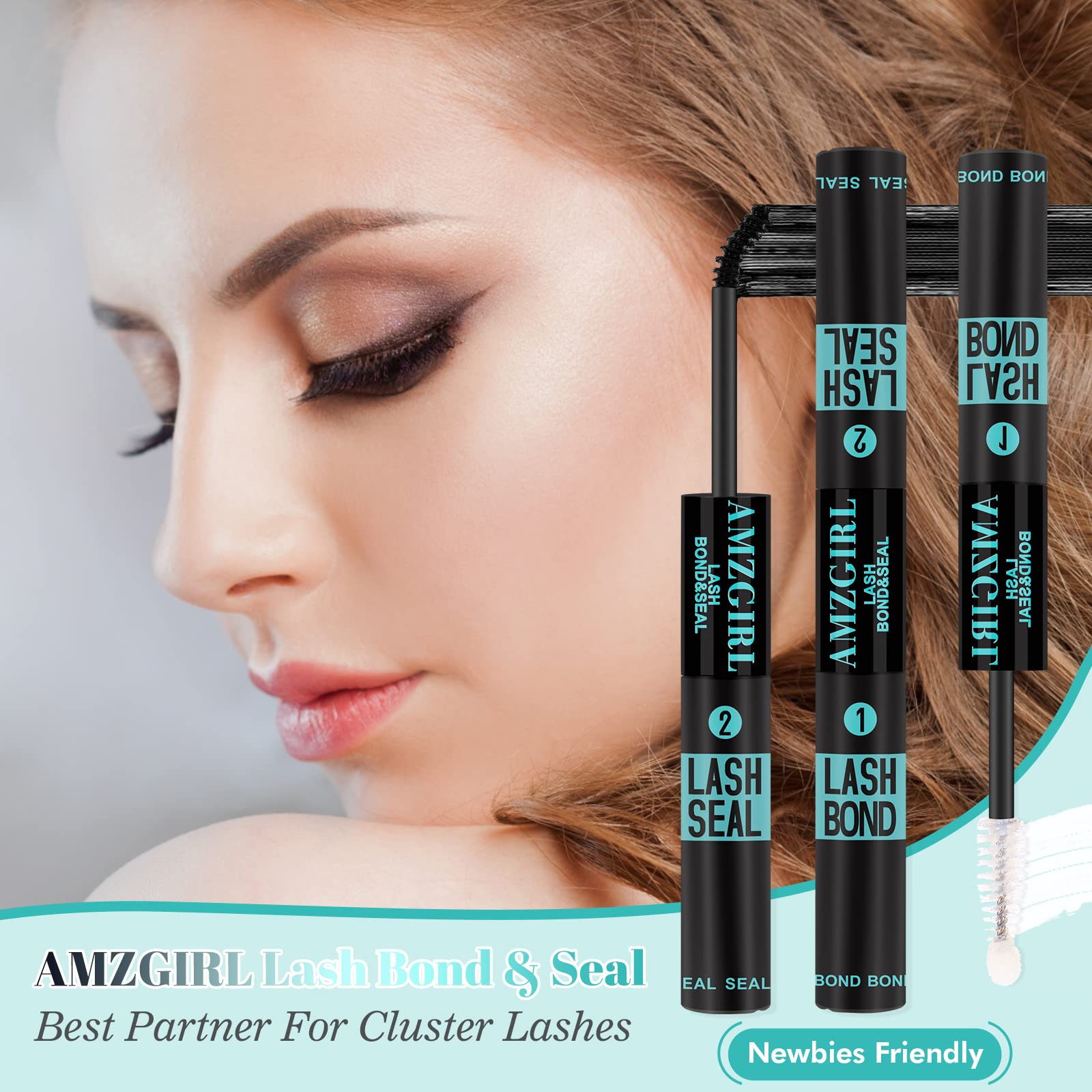 Long Lasting 72 Hours Black Cluster Lash Glue & Seal - 2 in 1 Eyelash Extension Kit with Mascara Wand (10ml) for DIY Lash Clusters at Home | Perfect for Parties, Weddings & Special Occasions | By AMZGlRL