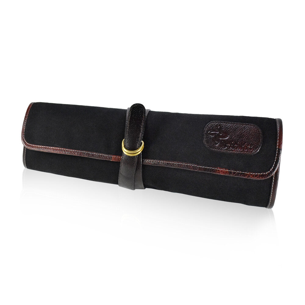Boldric BOCT104 7-Pocket Black Canvas Tactical Knife Holder with DD Hook - Perfect for Outdoor Camping, Hunting & Military Gear Storage