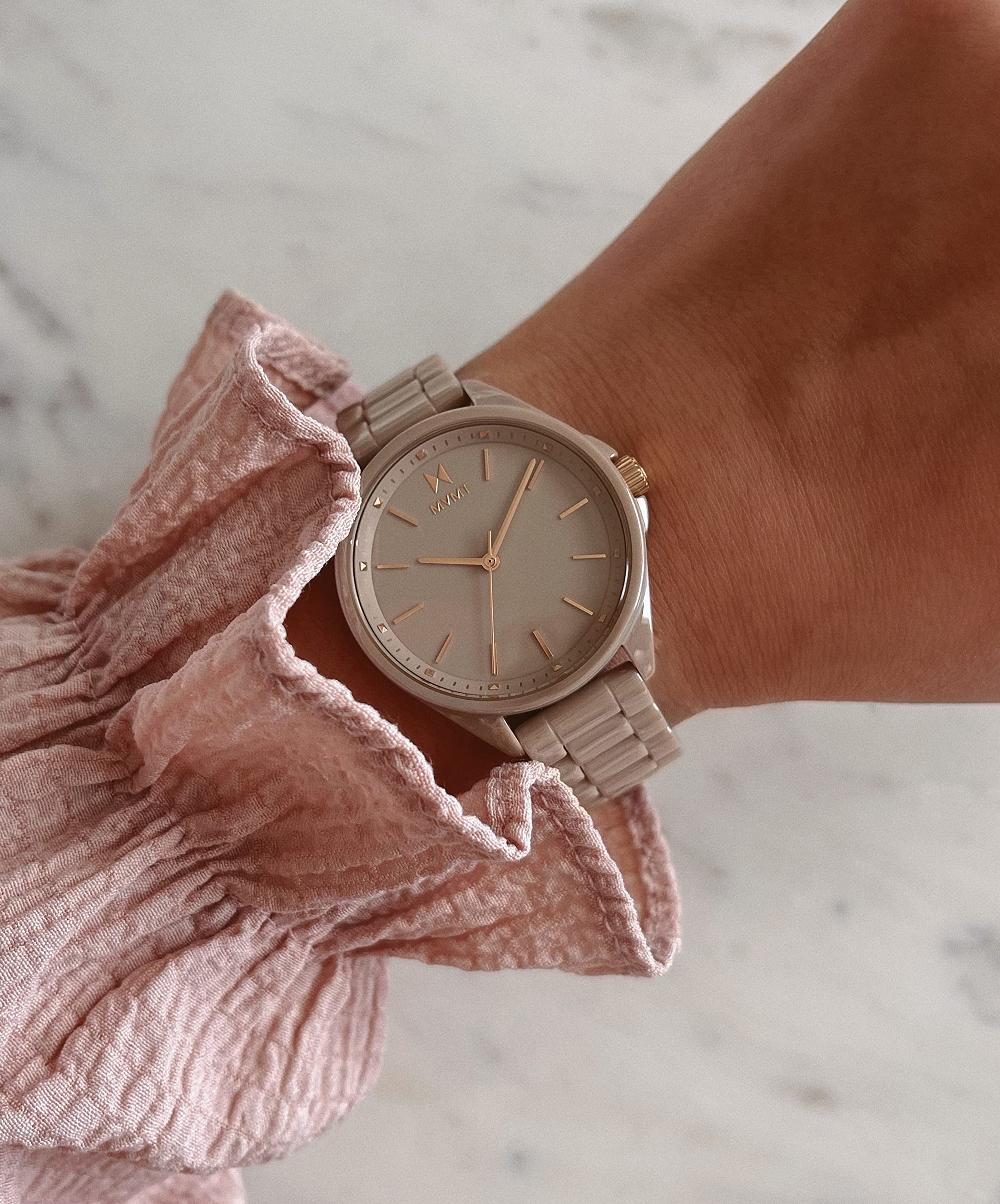 MVMT Women's Coronada Collection Analog Quartz Watch - Ceramic, Leather & Stainless Steel Bracelet Options | Elegant Dress Watch for Office, Date Night & Special Occasions