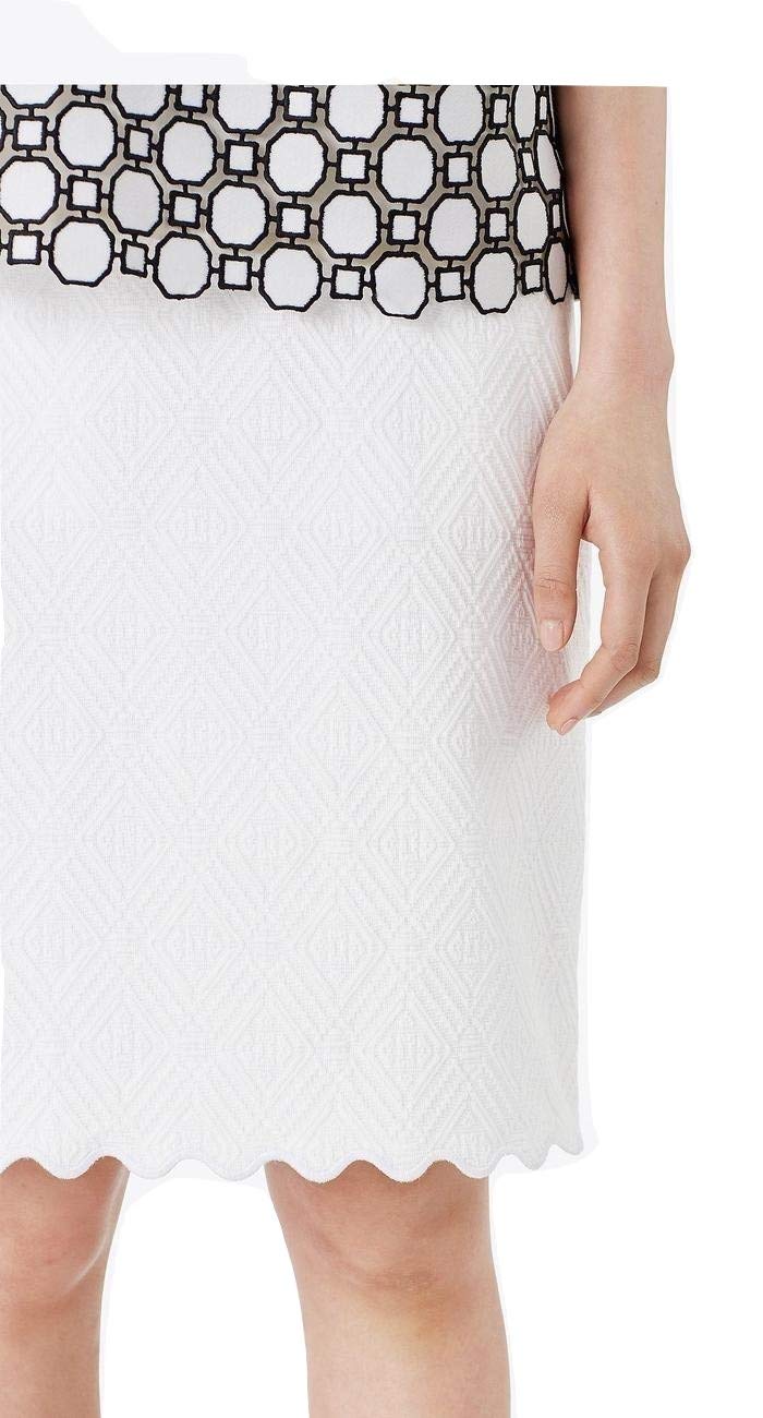 Tory Burch Bailey Pencil Skirt - Jacquard Tapestry Design in White | Women's Office Wear & Cocktail Party Outfit | Size 0 | Elegant & Professional Style for Work & Special Events