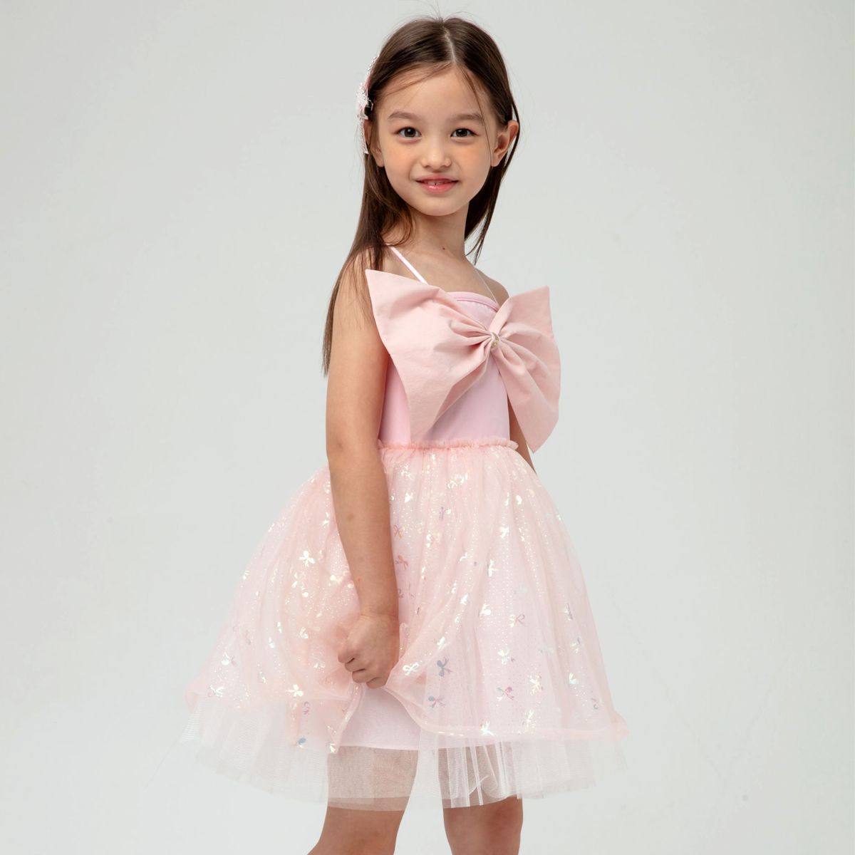 Petite Hailey Big Bow Tutu Dress in Pink | Girls' Party Dress for Birthday, Photo Shoot & Special Occasions