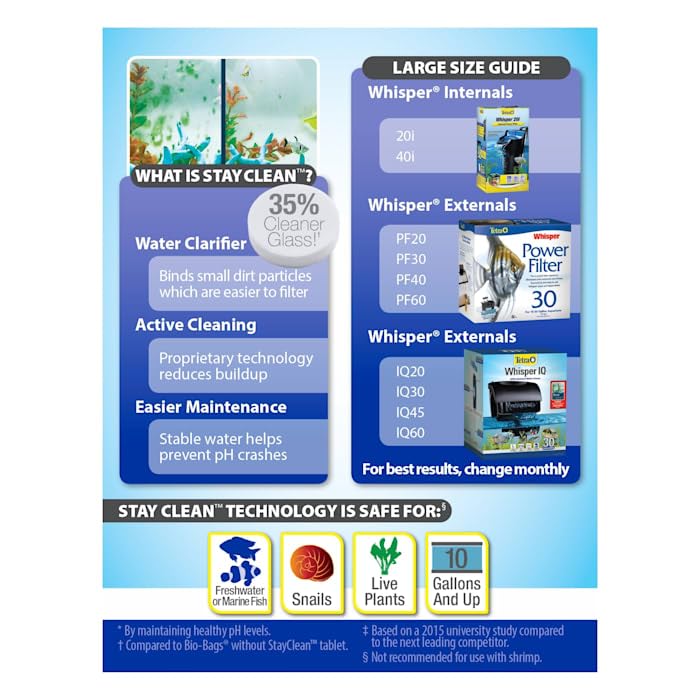 Tetra 41004 Stay Clean Bio-Bag Large 4 Pack - Eco-Friendly Fish Tank Waste Disposal Bags for Aquarium Maintenance & Water Changes