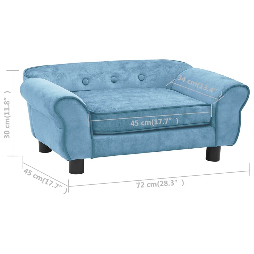 Turquoise Plush Small Dog Sofa & Cat Couch with Anti-Slip Wooden Frame - Washable Pet Bed for Poodles, Shih Tzus & Small Breeds - Cozy Pet Furniture for Living Room, Bedroom & Pet-Friendly Spaces