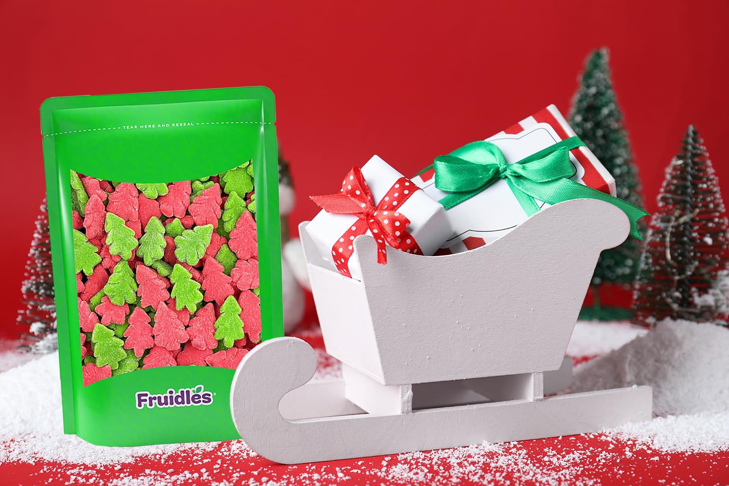 Fruidles Christmas Tree Gummy Candy - 2lb Bulk Holiday Gummies for Festive Snacking, Stocking Stuffers & Christmas Party Treats | Soft & Chewy Fruit Flavored Candy