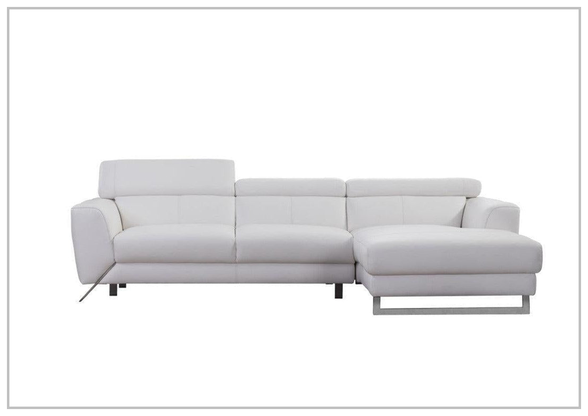 Gio Italia Niva Genuine Leather Sectional Sofa with Chrome Legs - Modern Living Room Furniture for Home & Office Comfort