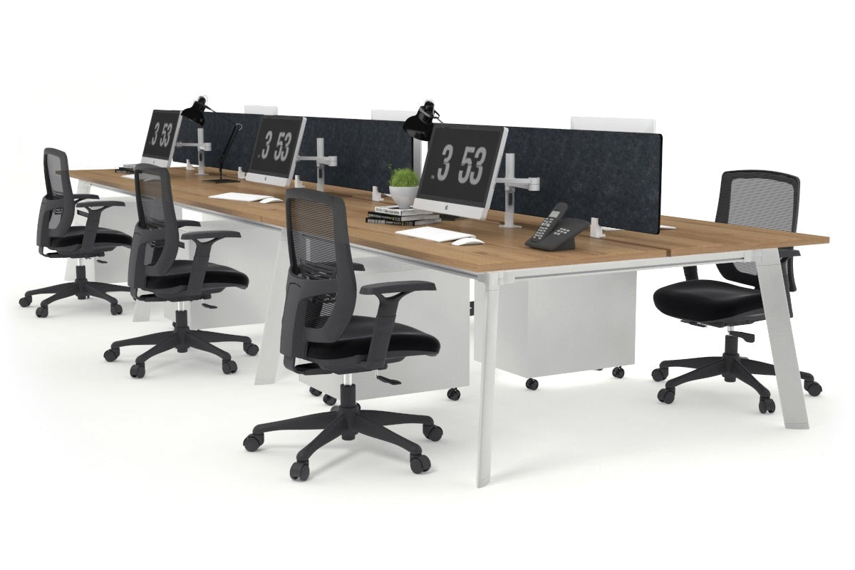 6-Person White Frame Switch Workstation - 1200L x 800W with Cable Scallop - Perfect for Office, Conference Room & Collaborative Workspaces