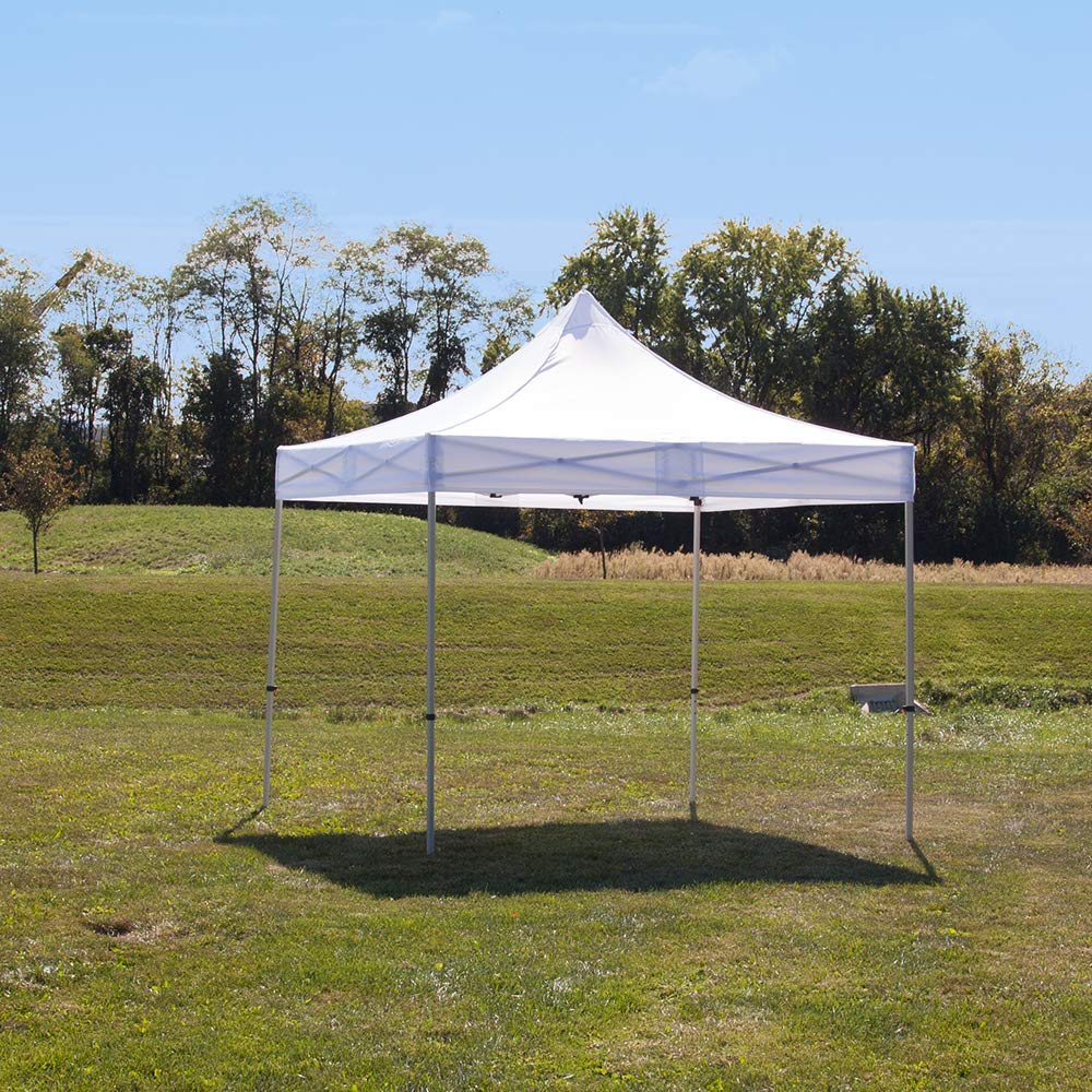 Vispronet 10x10 FT Instant Pop Up Canopy Tent with 3 Full Walls & 1 Half Wall - Heavy Duty Commercial Aluminum Frame - Waterproof Canopy Top & Sidewalls - Includes Carry Bag & Stakes - Perfect for Outdoor Events, Parties, Camping & Market Stalls (White)