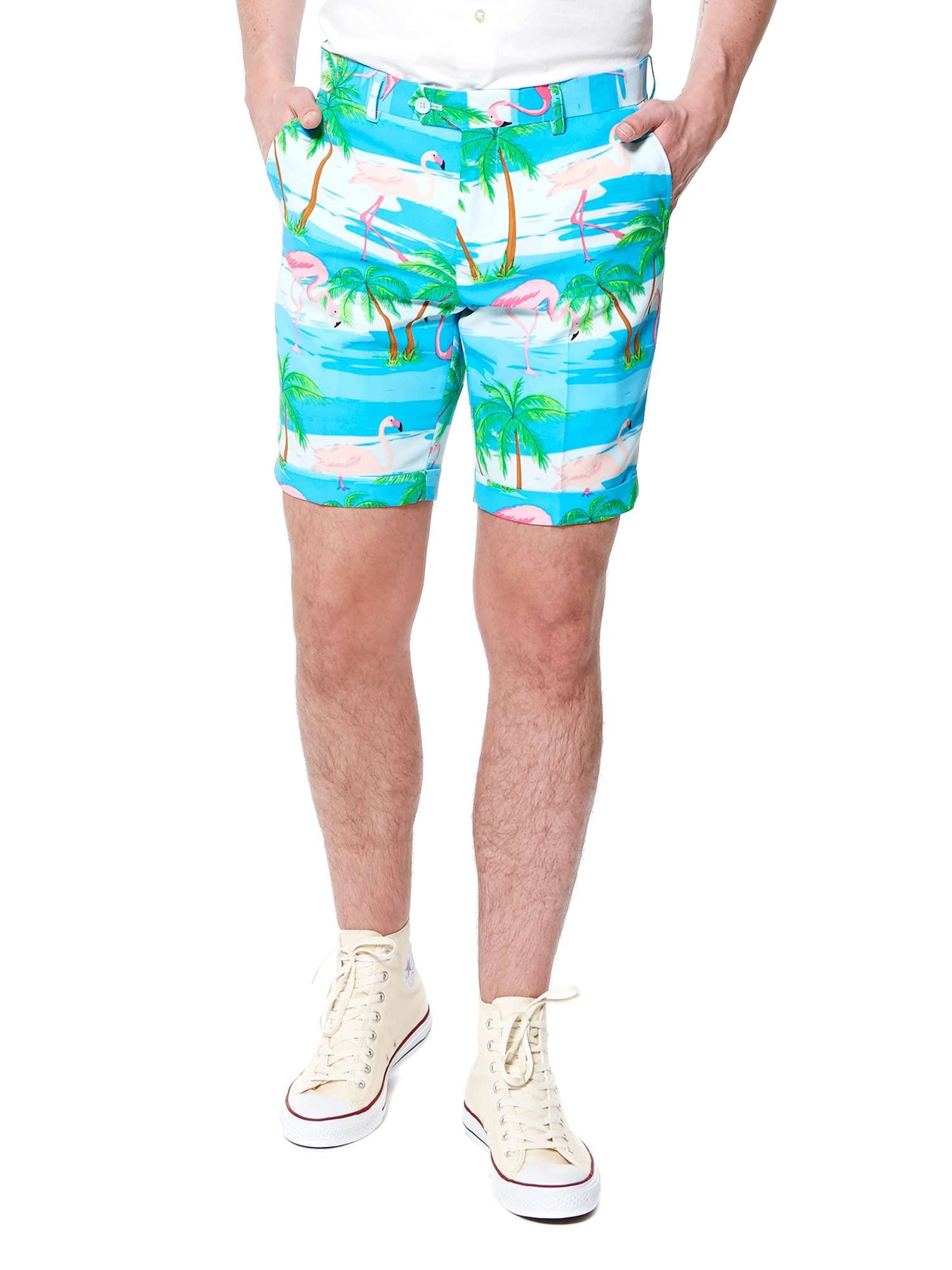 Opposuits Men's Summer Suit Outfit - Slim Fit Short Sleeve Blazer with Matching Shorts & Tie | Lightweight Business Casual & Party Wear for Weddings, Beach Events & Summer Office Attire