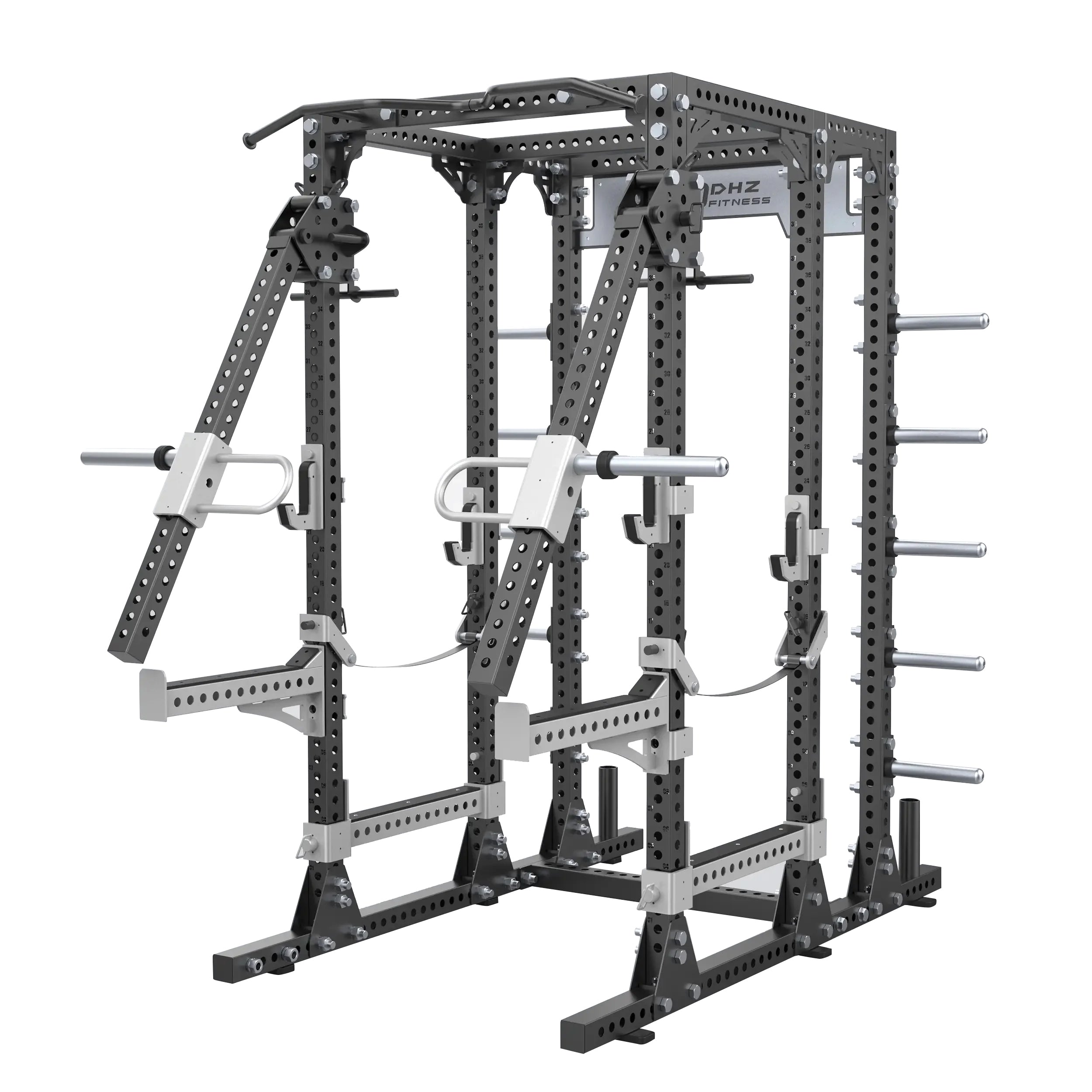 DHZ Adjustable Level Arm Rack - Heavy Duty Wall Mounted Storage Solution for Gym Equipment, Tools & Garage Organization - Perfect for Home Gym, Workshop & Garage Storage