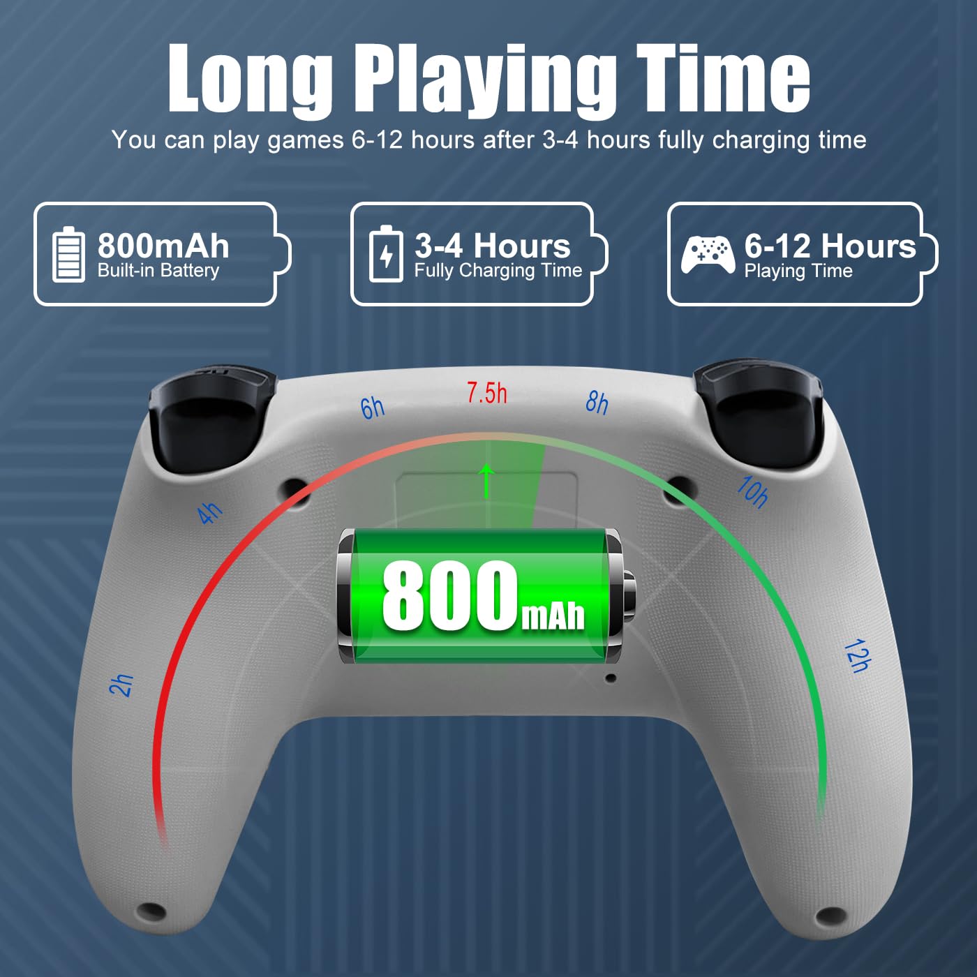 Wireless Xbox 360 Controller with RGB LED Lights - 2.4GHz Gaming Controller Compatible with Xbox 360/Xbox 360 Slim | Built-in 800mAh Battery & 3.5mm Audio Jack | Grey - Perfect for Long Gaming Sessions & Multiplayer Battles