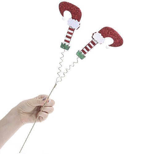 4 Pack Glittered Elf Legs Christmas Floral Picks - Festive DIY Holiday Decorations for Tree, Wreaths, Centerpieces & Gift Wrapping