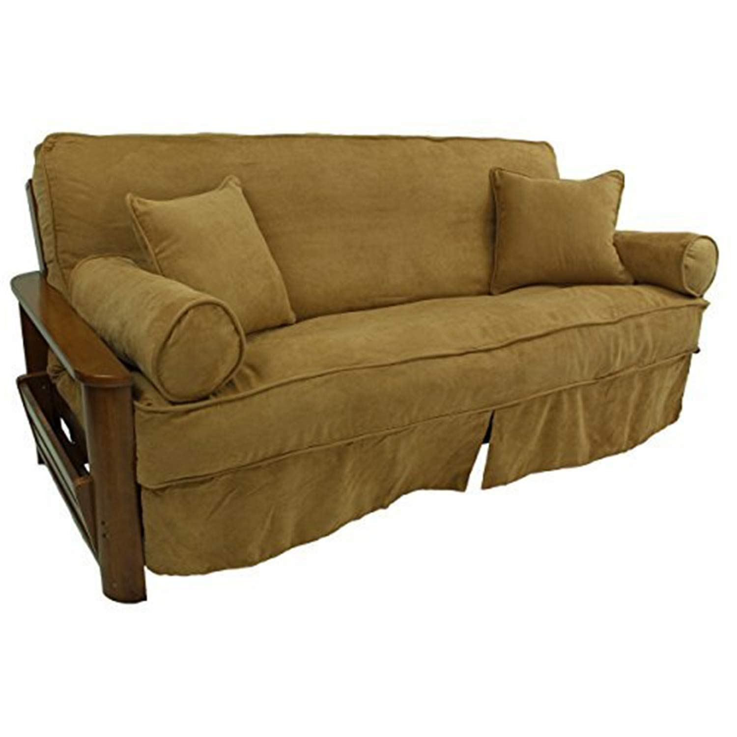 Blazing Needles Microsuede Futon Slipcover Set with Pillows, Full, Mojito Lime - Perfect for Living Room & Dorm