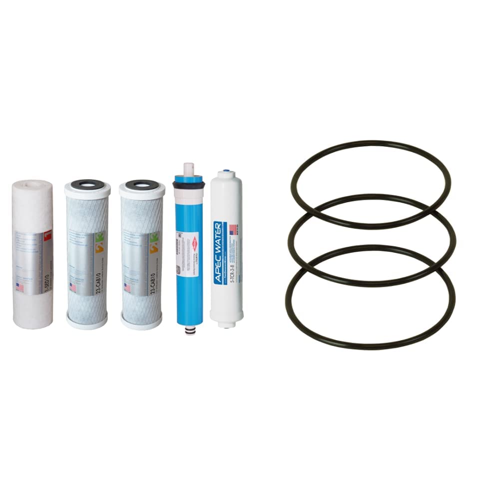 APEC Water Systems FILTER-MAX90-38 US Made 90 GPD Complete Reverse Osmosis Water Filter Replacement Set - White | Includes 3 Pcs 3.5