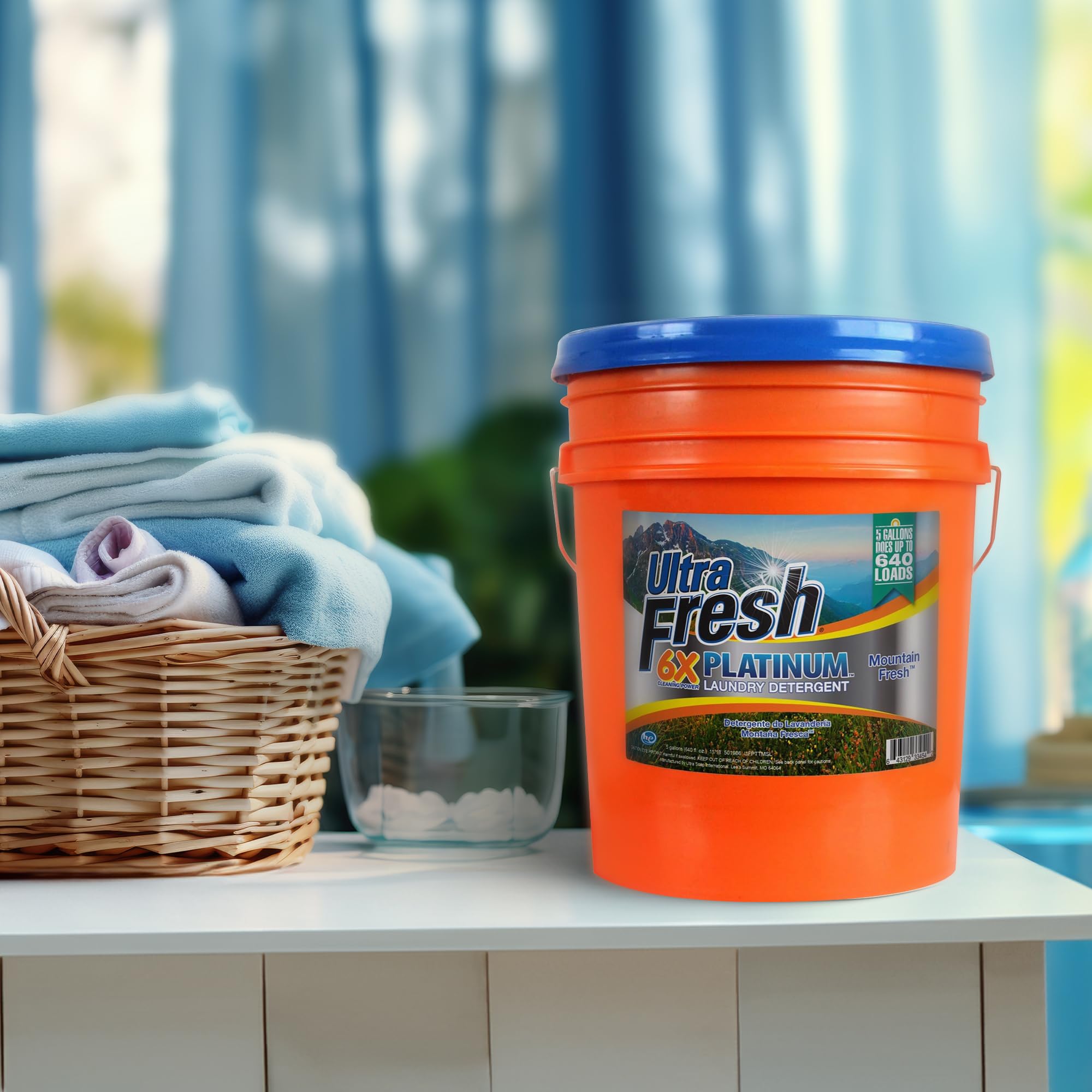 6X Platinum 5 Gallon Laundry Detergent Liquid for All Washing Machines - Heavy Duty Easy Dispensing Pump - 640 Loads Capacity - Mountain Fresh Scent (4 Pack) - Perfect for Large Families, Laundromats & Commercial Use