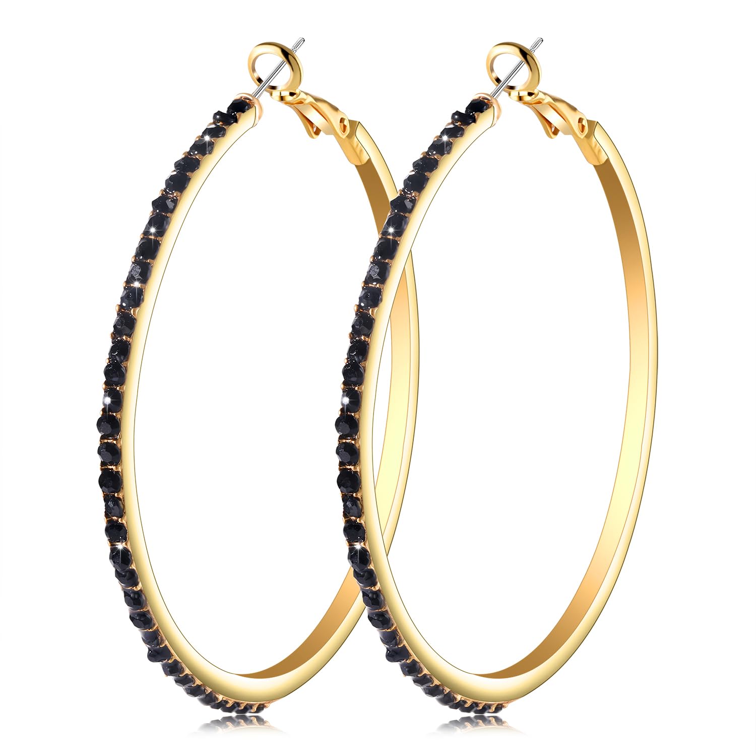 Sparkling Crystal Hoop Earrings for Women - Large Rainbow Rhinestone Circle Earrings for Sensitive Ears | Fashion Jewelry for Parties, Weddings & Everyday Wear