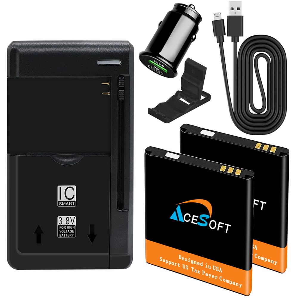 Long Lasting 1630mAh Rechargeable Business Battery with Universal Dock - USB/AC/Car Charger & Micro USB Sync Cable - Folding Stand Compatible with Kazuna eTalk KAZ-F019PP (Verizon) - Perfect for Office, Travel & On-the-Go Charging