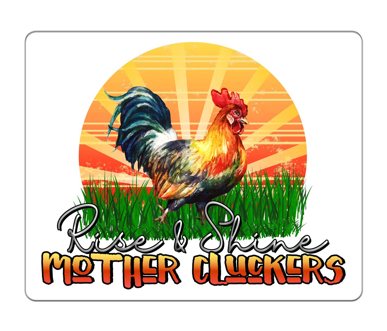 Funny Chicken Rooster Fridge Magnet - Rise and Shine Mother Cluckers - Bleu Reign Refrigerator Decor - Perfect for Kitchen, Office & Gag Gifts