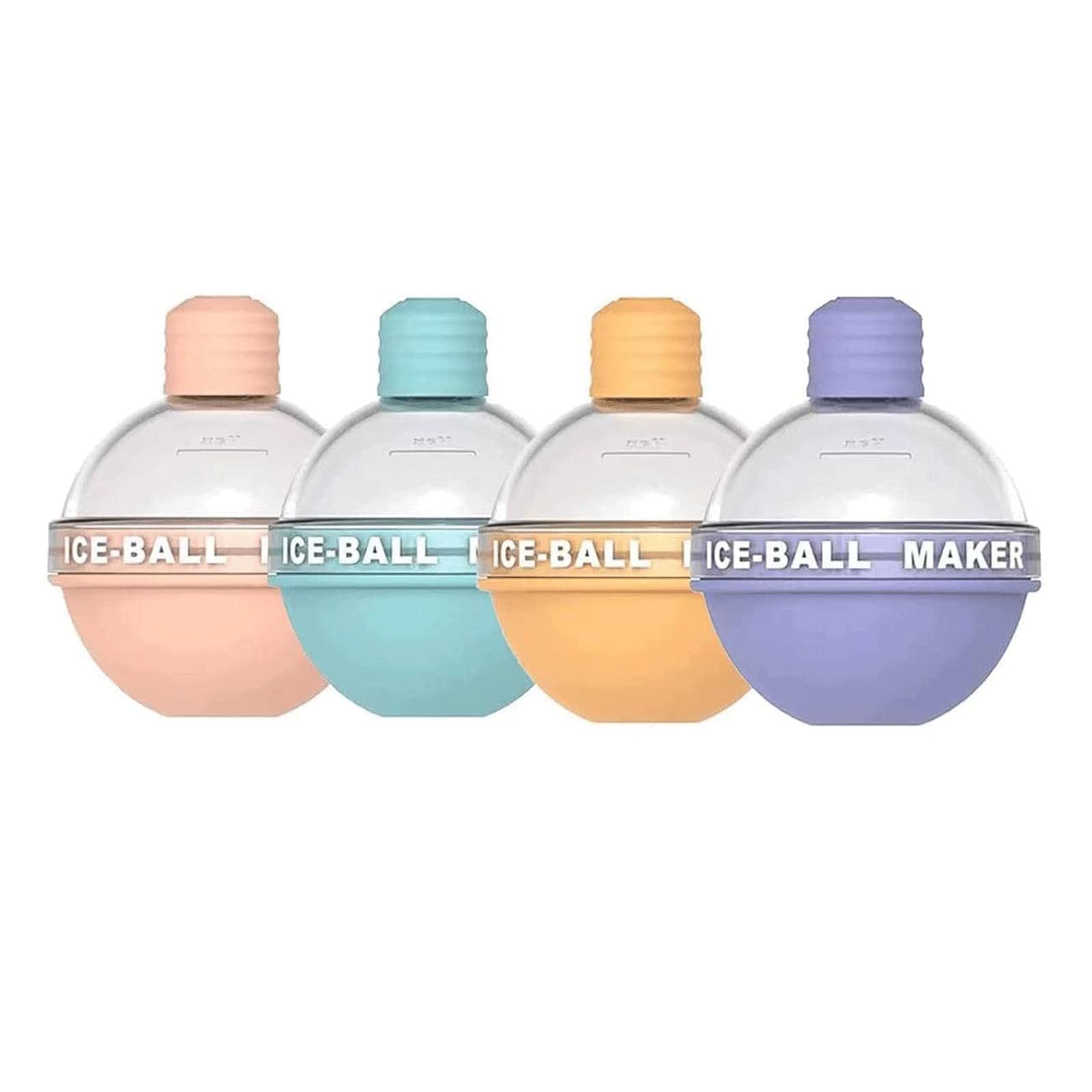 4 Pack Reusable Ice Ball Maker Mold - 2.6 Inch Large Whiskey Ice Cube Spheres with Funnels - Creative Light Bulb Design for Cocktails, Bourbon & Scotch - Perfect for Home Bars, Parties & Gifts