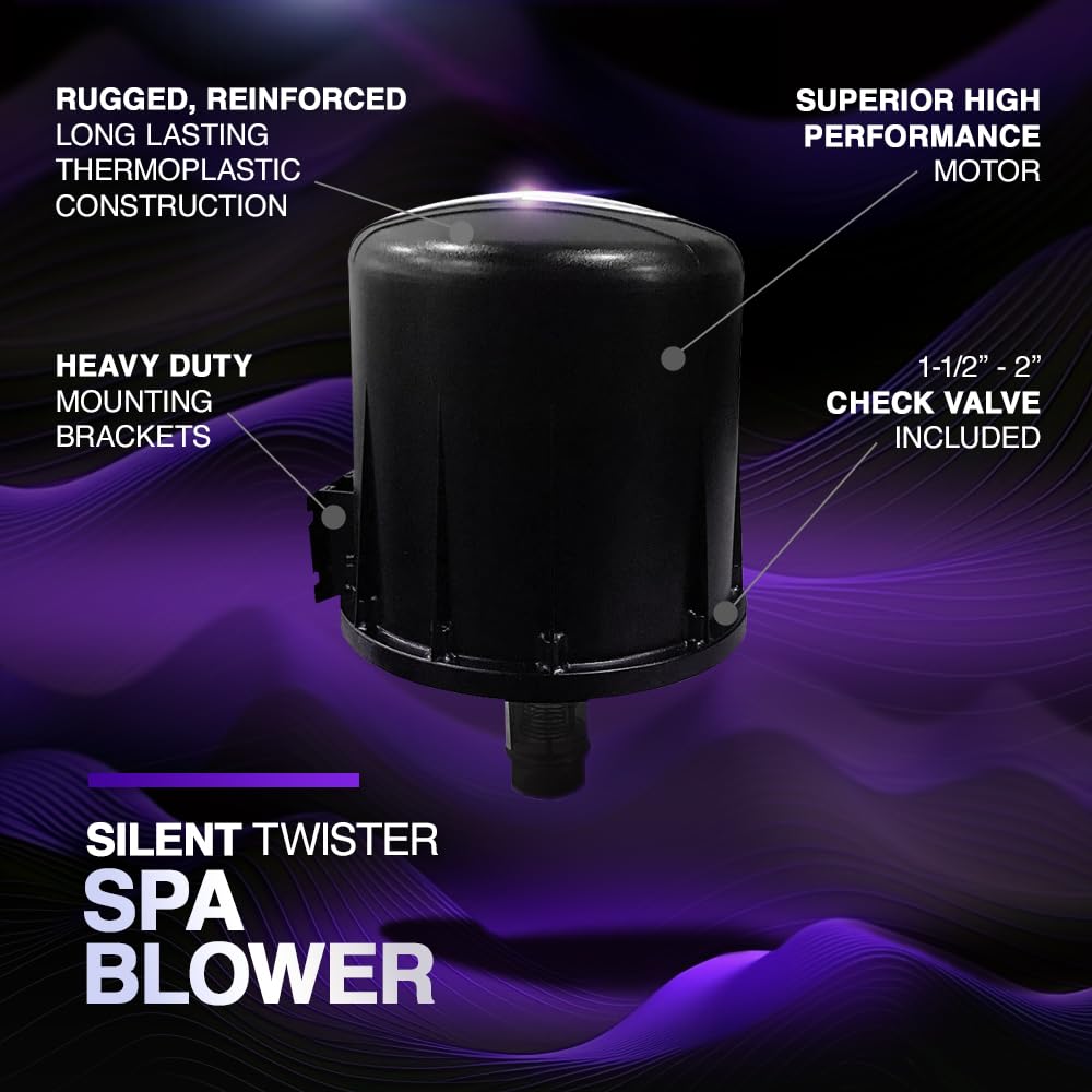 Puri Tech 1.5HP 240V Silent Twister Outdoor Spa Blower - Powerful & Quiet Air Pump for Hot Tubs, Jacuzzis, and Pool Water Circulation