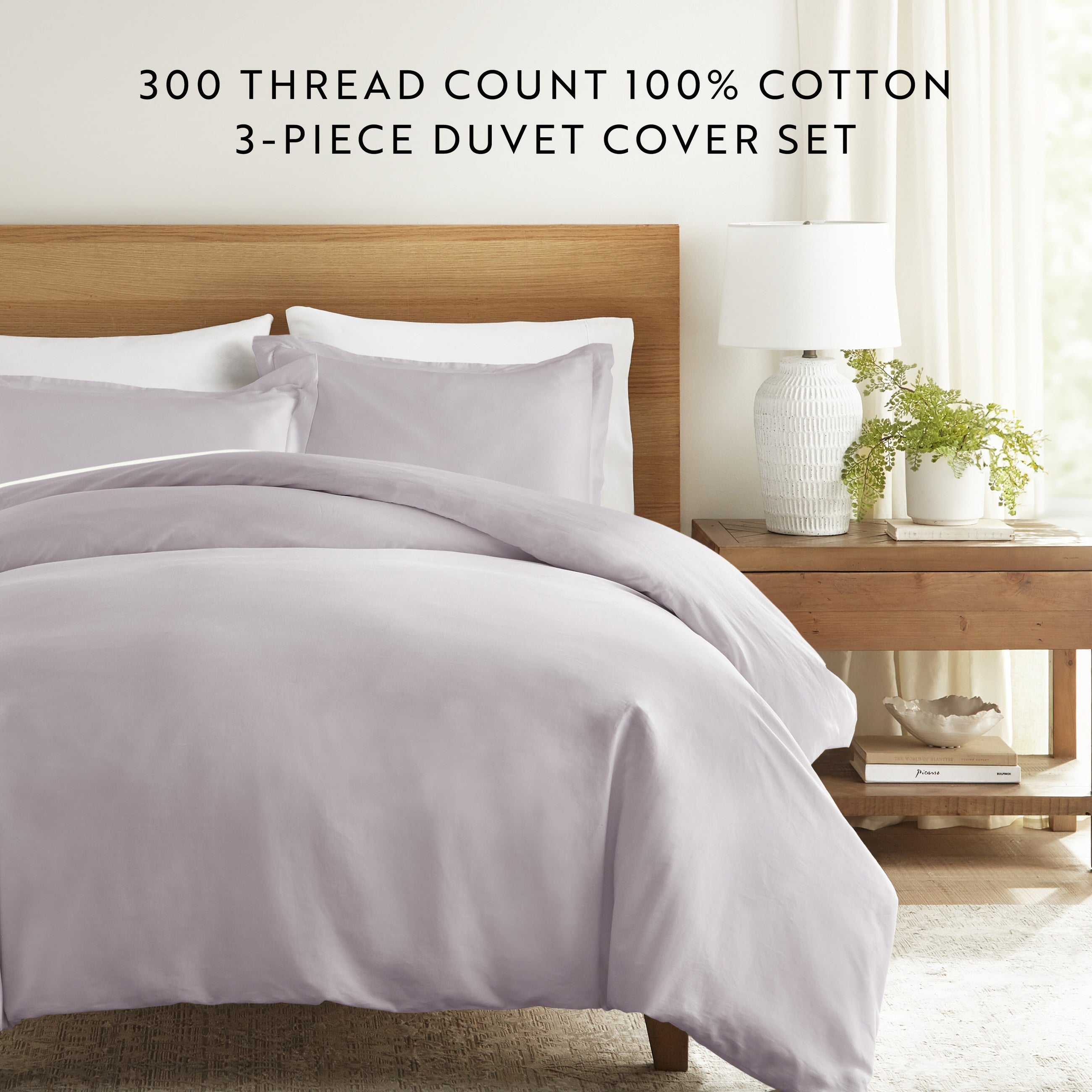 Premium 100% Long Staple Cotton 3-Piece Duvet Cover Set - King/Queen Size - Soft & Breathable Bedding - Perfect for Master Bedroom, Guest Room & Luxury Hotels