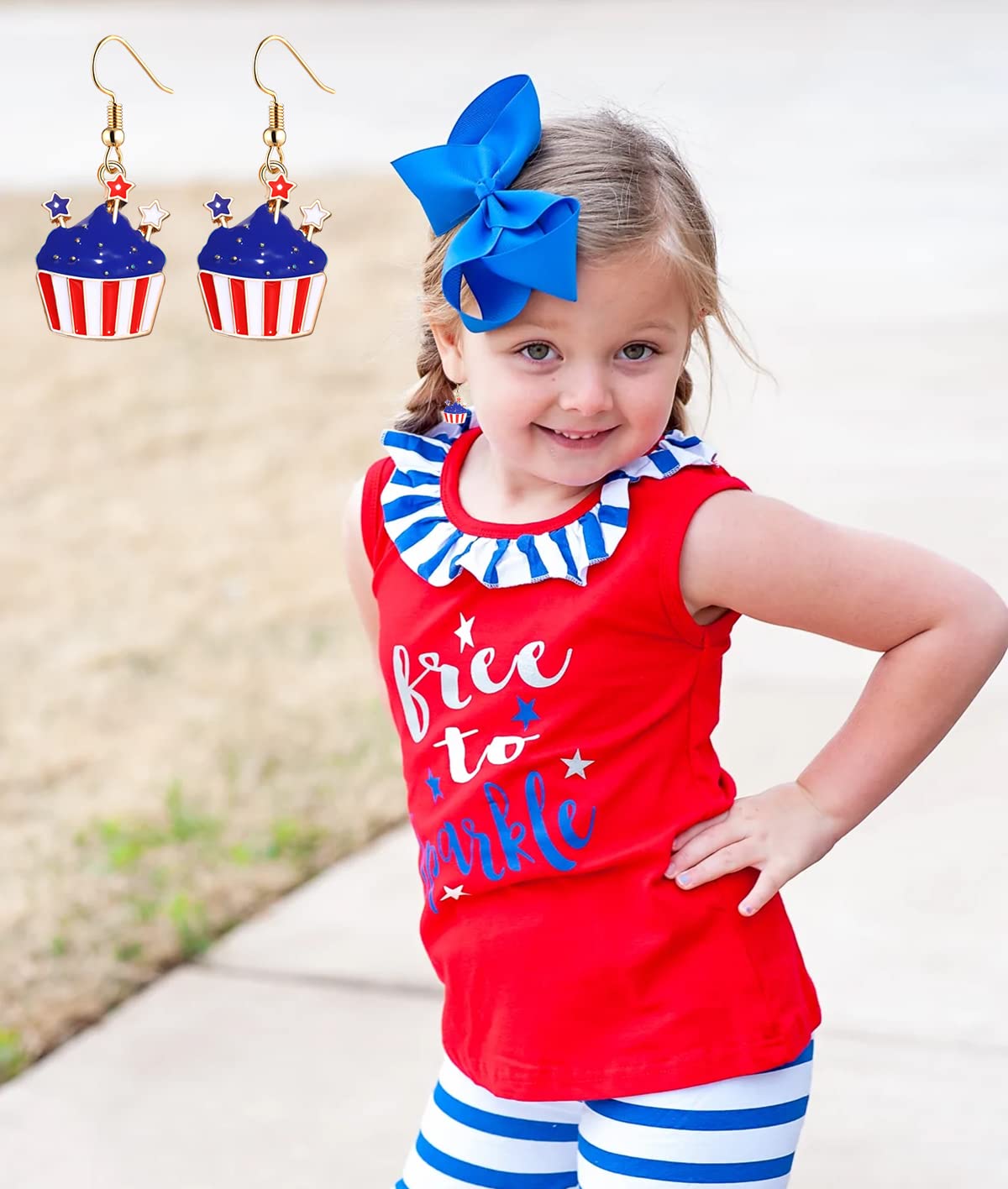 16 Pairs USA Flag Earrings for Women - Patriotic Red White Blue Star Heart Earrings | American Independence Day Jewelry | Perfect for 4th of July, Memorial Day & Patriotic Events