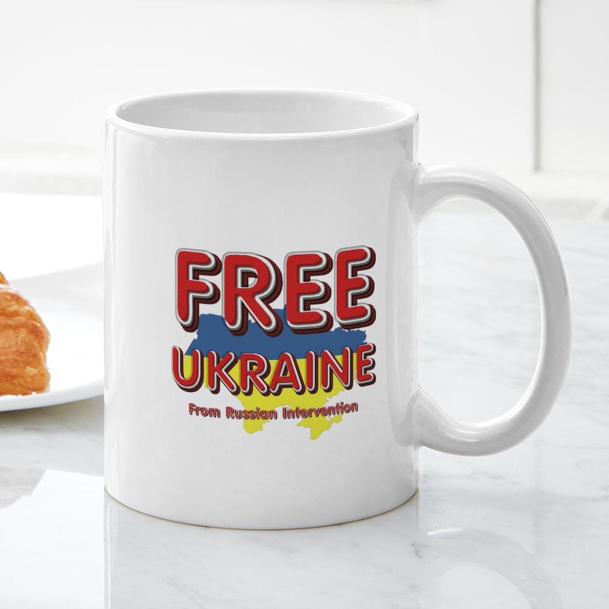 Free Ukraine 11 oz (325 ml) Ceramic Coffee Mug - Inspirational Travel Mug for Office, Home & Gifts - Support Ukraine with Every Sip